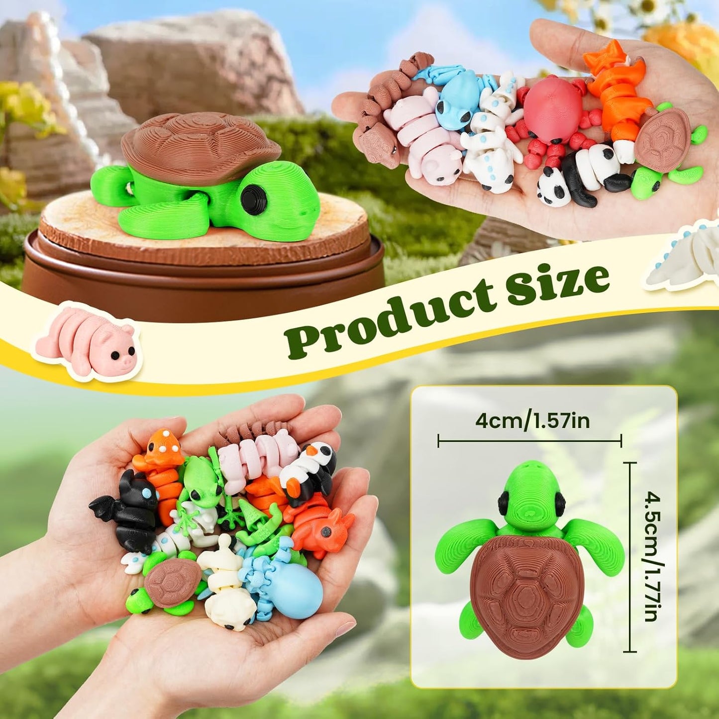 SHUWND16 PCS Mini Animals Set,3D Printed Little Animals Articulated Flexible Fidget Toy,Tiny Animals Figurines Exquisite Cute Pet Toy,Little Plastic Animals Miniature Figurines Small Animals Toy