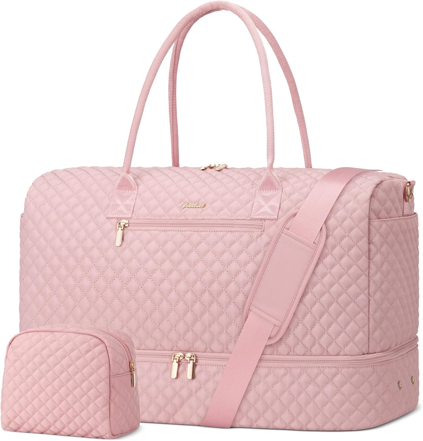 Travel Weekender Bags for Women - Large Duffle Bag with Shoe Compartment Carry On Overnight Bag with Toiletry Bag Pink Duffel Bags with Wet Pocket for Gym Hospital Bags for Labor and Delivery