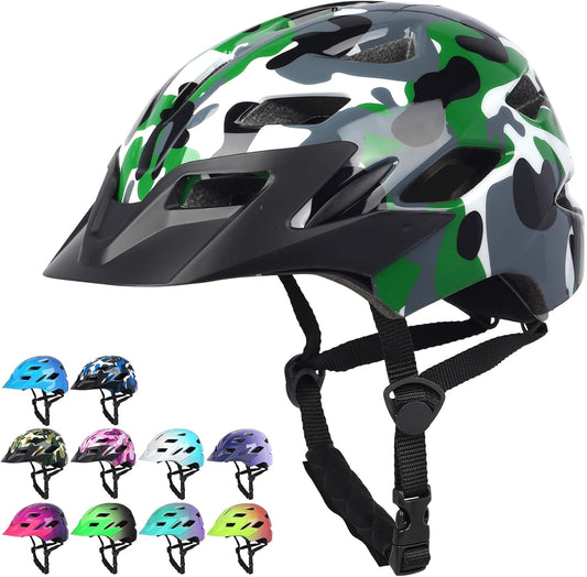Kids Bike Helmet,Bavilk Kids Boys Girls Bike Helmets with LED Light Detachable Visor Children Youth Teen Multi-Sport for Skating Cycling Scooter Skateboard Adjustable & Lightweight 19.7"-22.4"