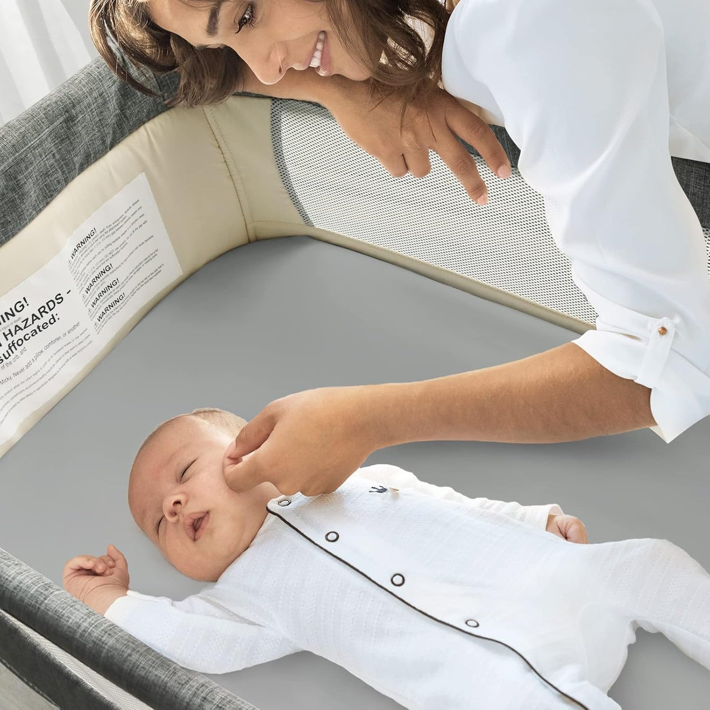 Waterproof Bassinet Sheets Fit for Miclassic, Baby Delight, TCBunny, Milliard, Dream On Me Traveler/Skylar and Other Bedside Sleeper Bassinet Mattress, Ultra Soft Microfiber Sheets, Grey & Navy