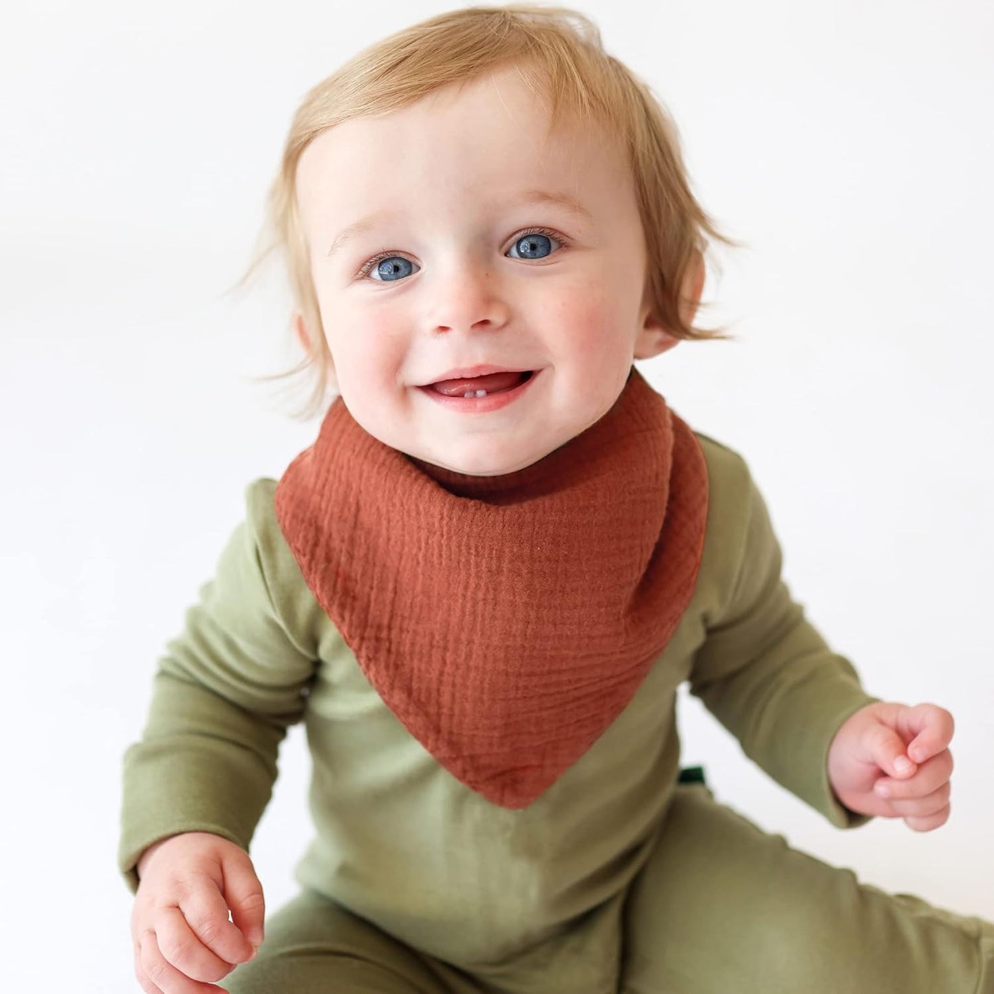 Konssy 8-Pack Muslin Baby Bibs, Absorbent Bandana Drool, 100% Cotton Unisex Baby Bibs for Teething and Drooling