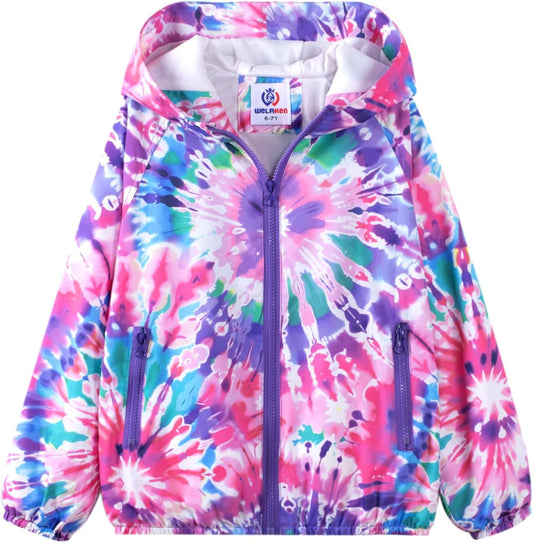 WELAKEN Lightweight Jacket for Girls Kids & Toddler II Girls' Print Water-Resistant Jacket