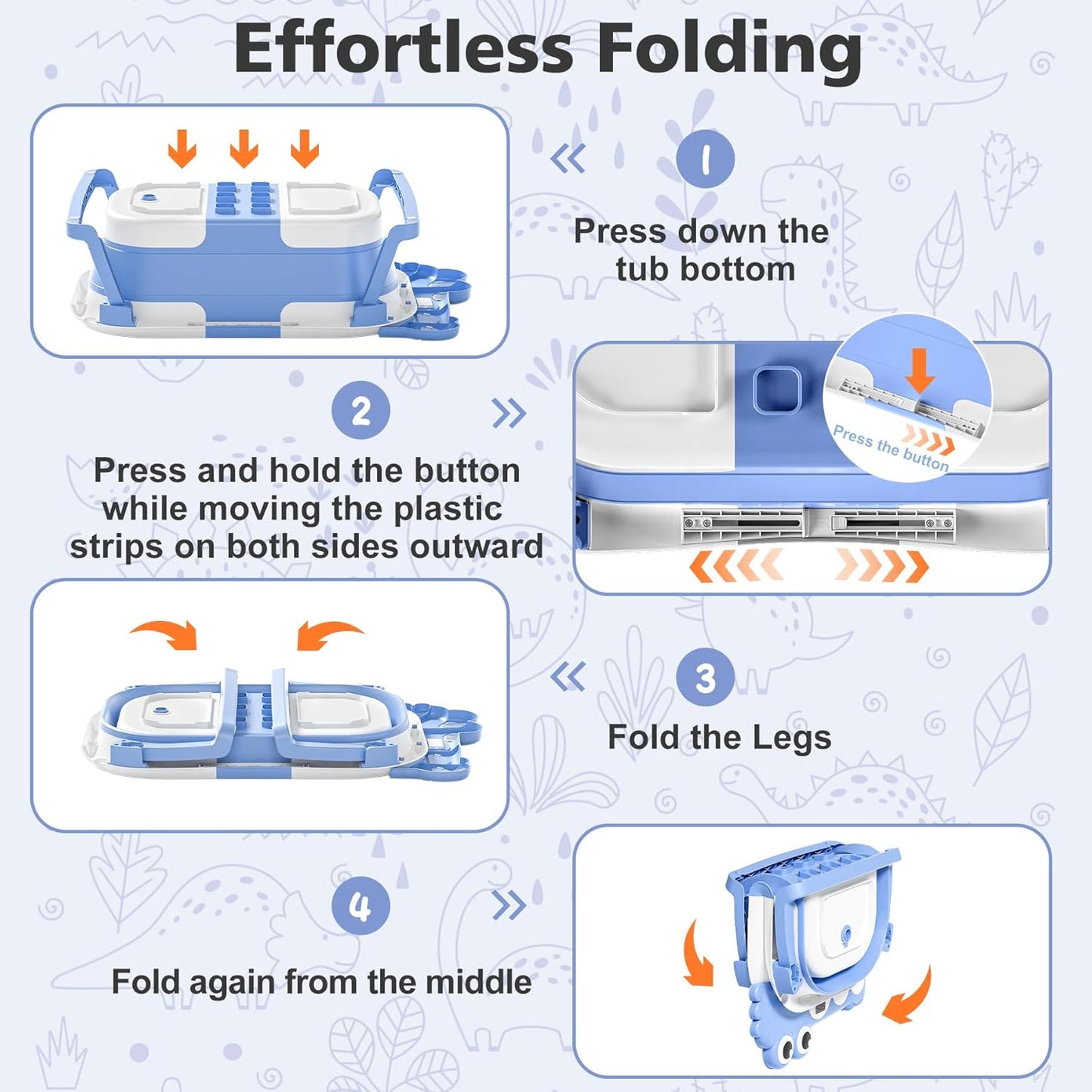 TPN Collapsible Baby Bathtub, Baby Bath Tub with Soft Cushion & Real-Time Thermometer, Baby Bathtub Infant to Toddler Tub (0-36 Months), Portable Newborn Travel Bath tub