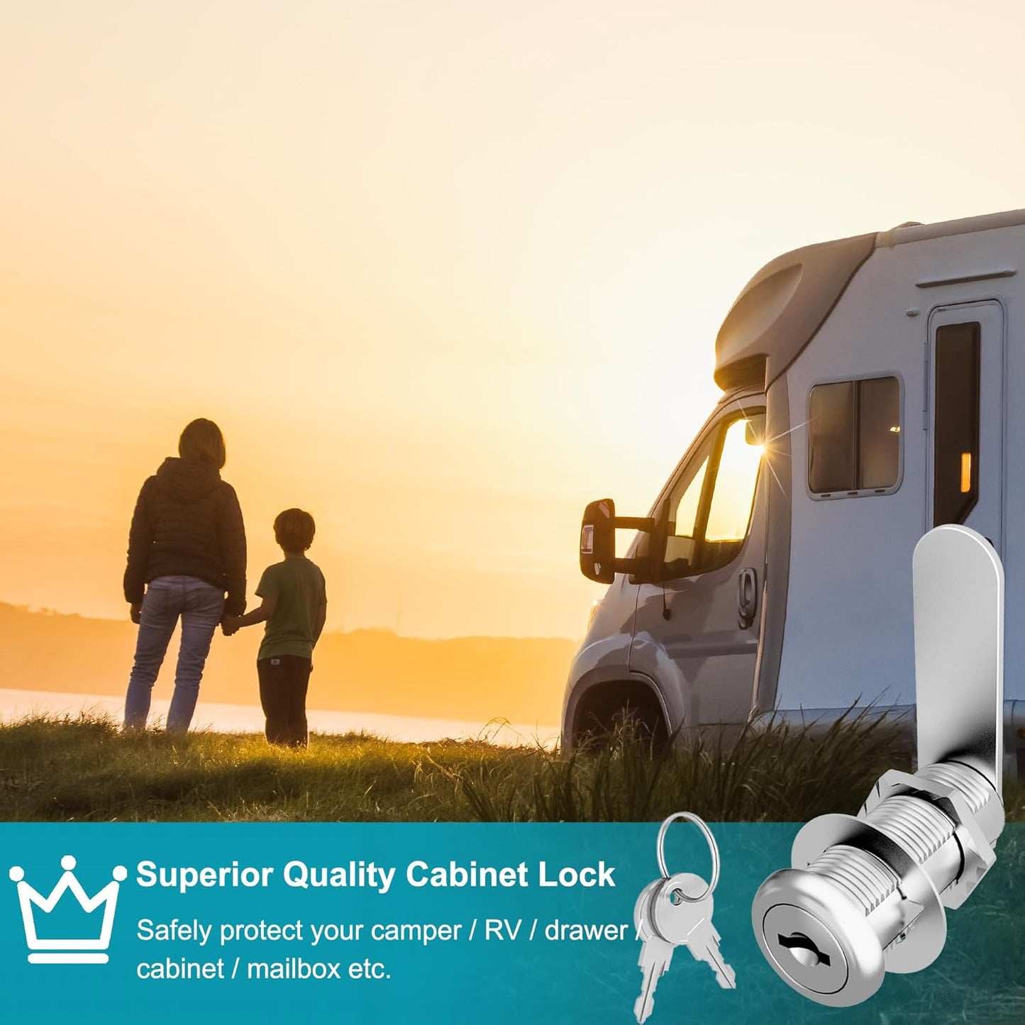 3 Pcs Cabinet Locks with Keys, 1-1/2 Inch Cam Lock Keyed Alike, Mailbox Locks Replacement for Cabinet and Drawer Lock with Keys, Zinc Alloy