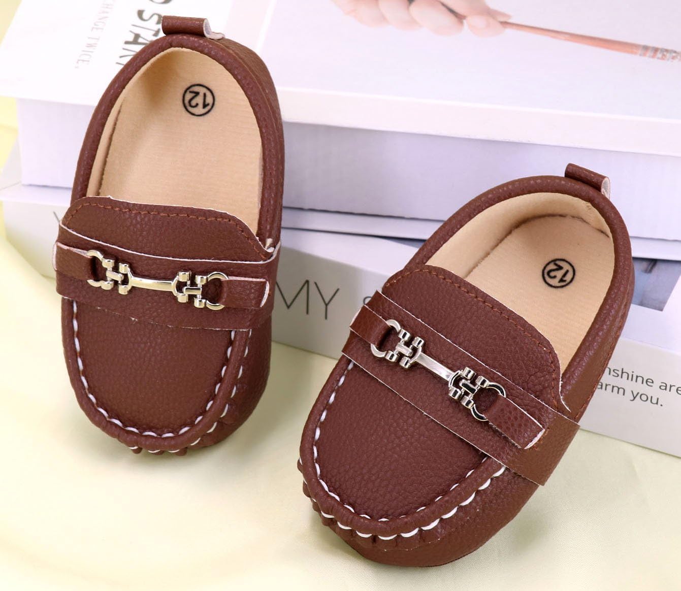 LONSOEN Baby Girls Boys Loafers Prewalker Dress Crib Shoes