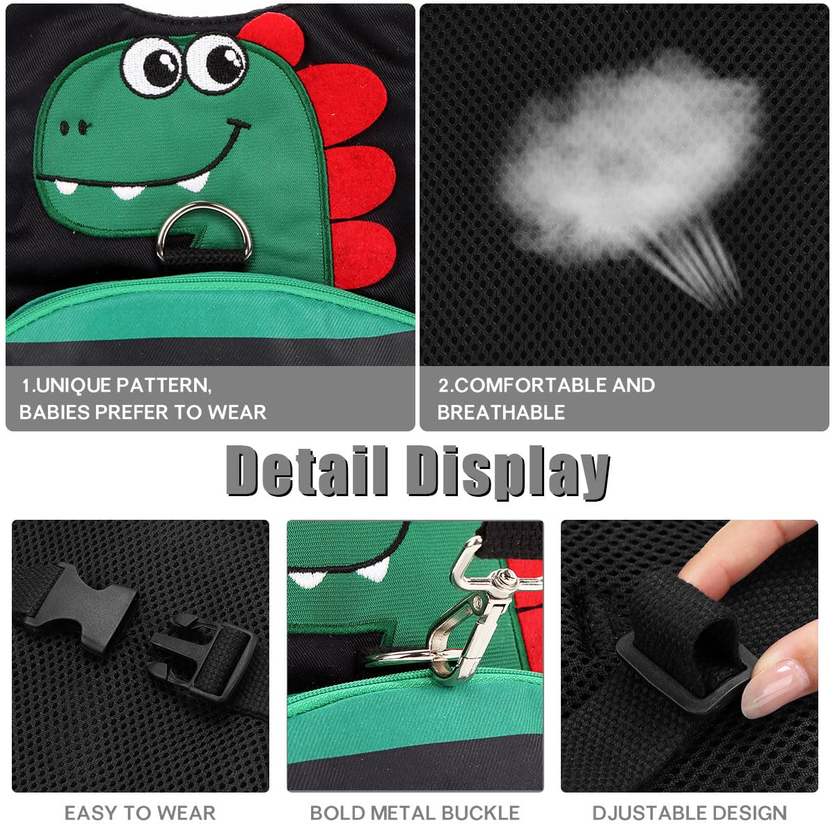 Toddler Leash for Kids-Baby Child Harness with Anti Lost Wrist Link for Boys/Girls (Black3)