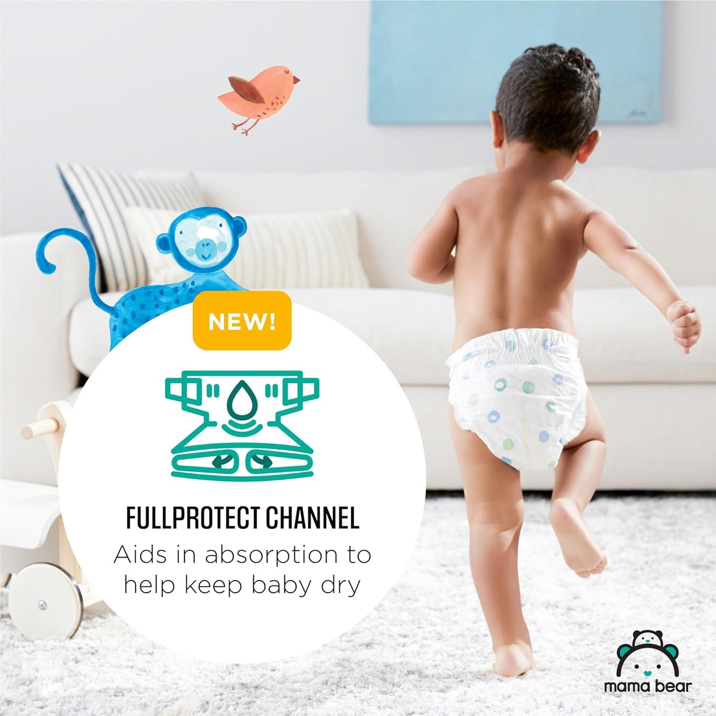 Amazon Brand - Mama Bear Gentle Touch Diapers, Size Newborn, 120 Count (4 packs of 30)