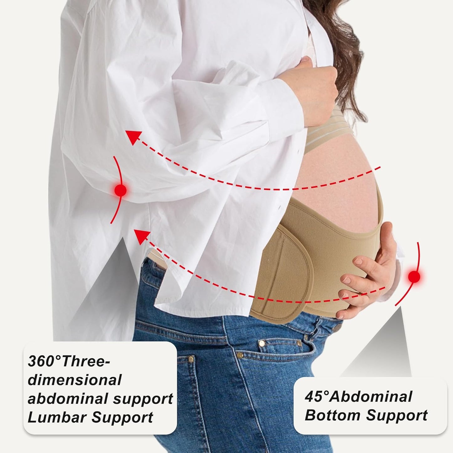 Pregnancy Belly Band, Breathable Belly Support Brace, Pregnancy Support Belt, Lightweight Abdominal Binder, for Abdomen, Flesh Color, XX-Large, 1 Set