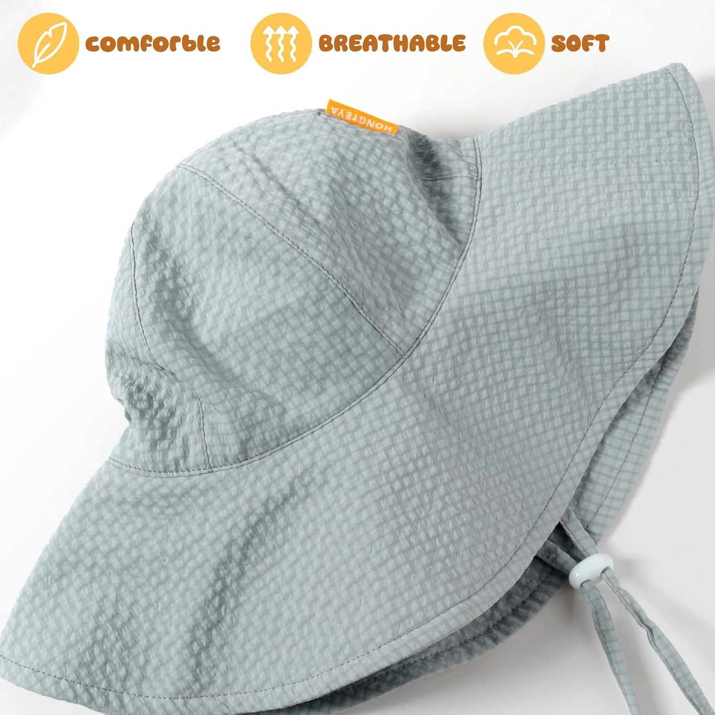 HONGTEYA Baby Sun Hat Toddler Girl Beach Hat Adjustable Outdoor Summer Hat UPF 50+ Sun Protection Wide Brim Infant Kids