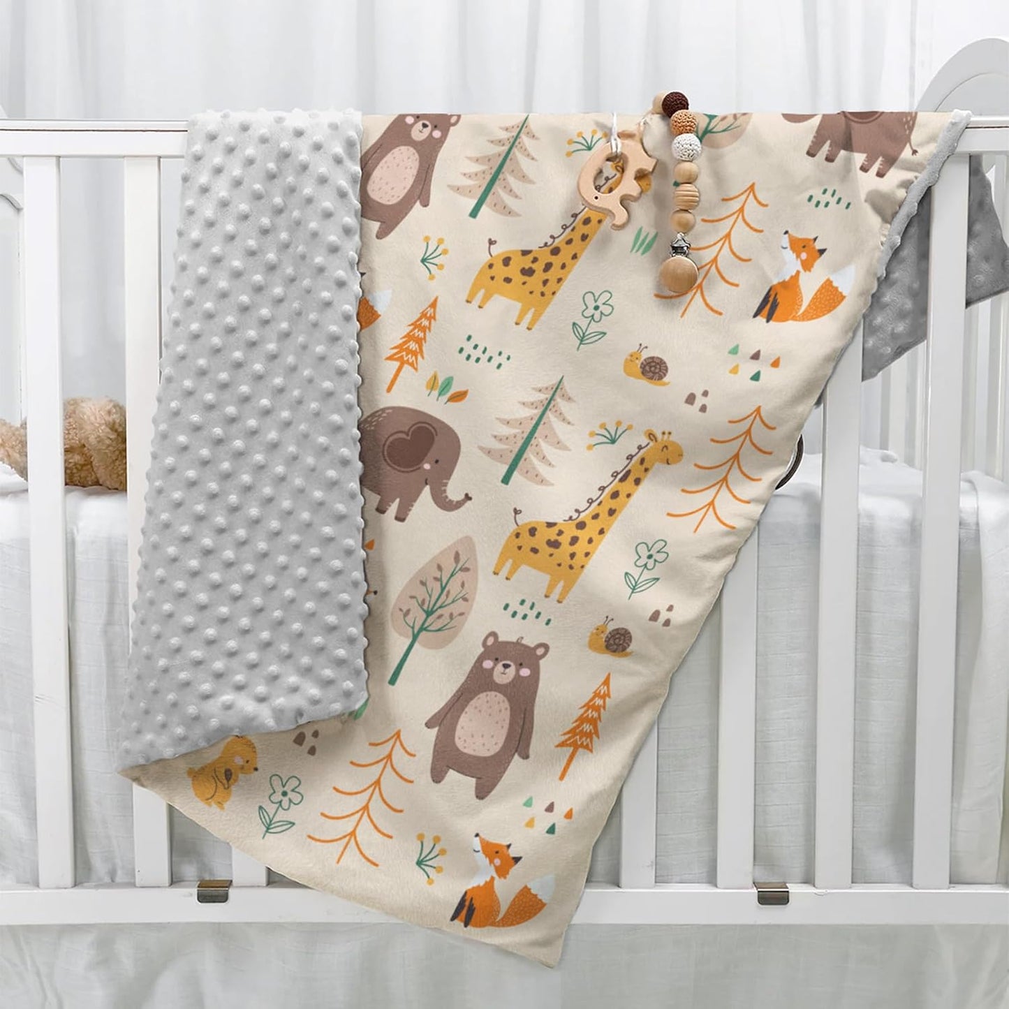 SANDJEST Woodland Animal Blanket - 30 x 40 Kids Minky Blankets for Boys Girls - Gifts for Birthday Christmas - Nursery Bedroom Decor