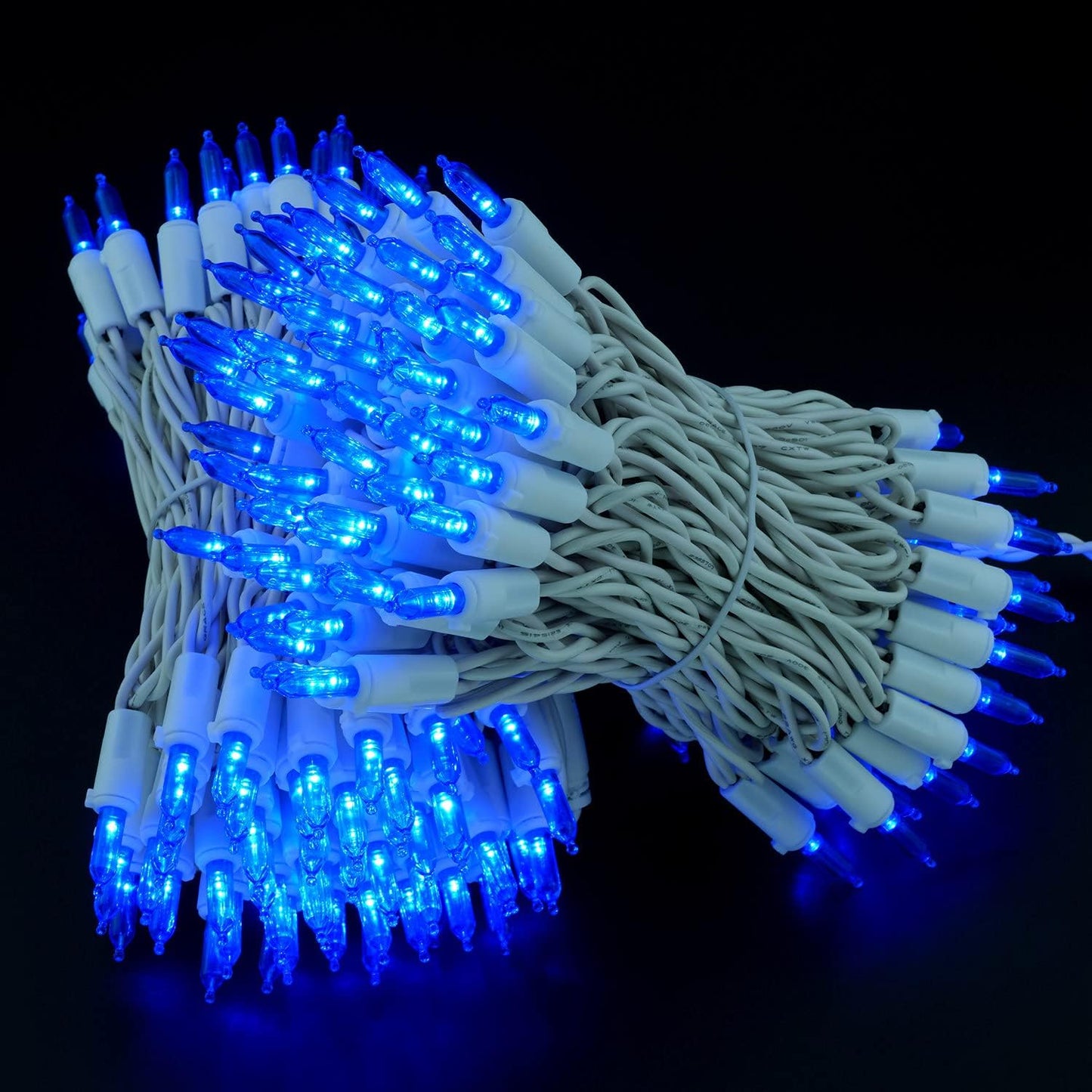 YULETIME 200 Blue LED Christmas Lights with White Wire, Pack of 2 Strands 33 Feet 100 Lights UL Certified Holiday String Light Set