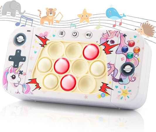 Fast Push Game Pop Fidget Toy for Kids Quick Push Bubble Game, 4 Modes Handheld Puzzle Game Sensory Toy Pop It Game Light Up Fidget Gift Toy for 3 to 12 Year Old Girls Boys (Unicorn)
