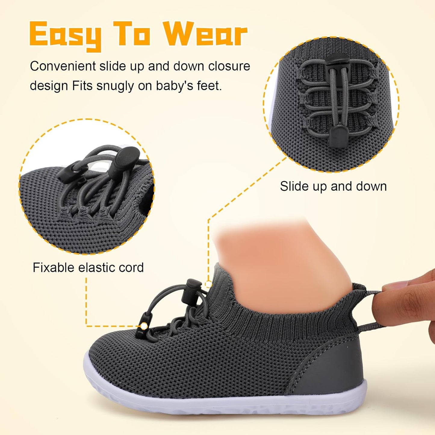 FEETCITY Baby Shoes Boys Girls First Walking Shoes Lightweight Infant Sneakers Slip On Shoe