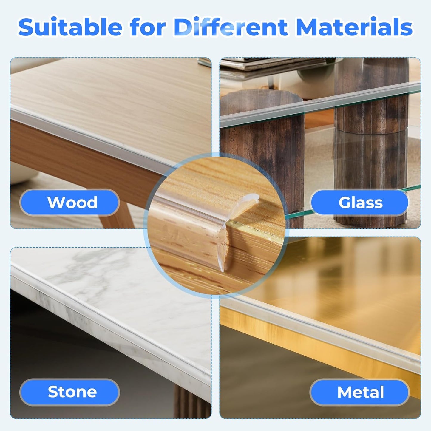 Edge Corner Protector Baby Proofing, Clear Soft Corner Protectors Baby Proof, Furniture Corner Guard & Edge Safety, Edge Protector for Table and Fireplace(19.6ft L*1.56inch W*0.14inch H)