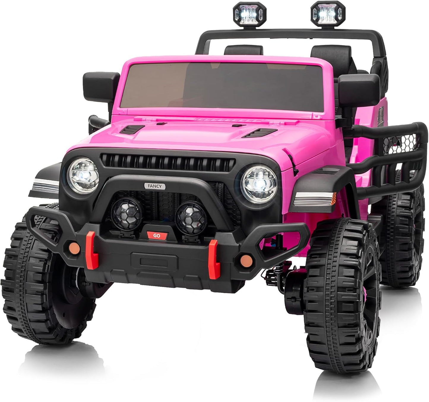 2 Seater Ride on Toy Car for Kids, 24V 4x4 Ride-on Truck Kids Electric Car w/Remote Control, 4x200W Motors - Hot Pink
