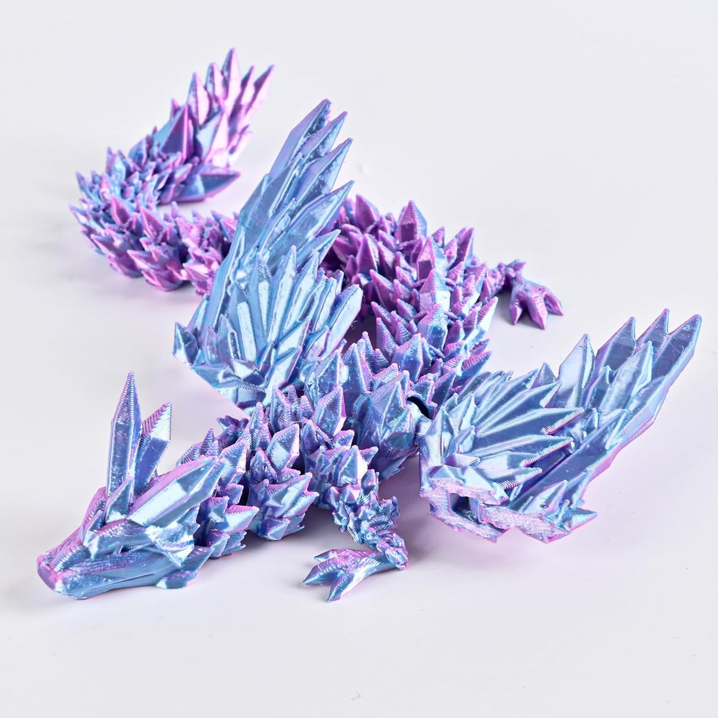 12inch Fly Dragon Egg, Year of The Dragon, 3D Printed Dragon, Executive Desk Toys, Articulated Dragon, Fidget Toys Gifts for Graduates Students Teachers Adults (Pink&Blue)