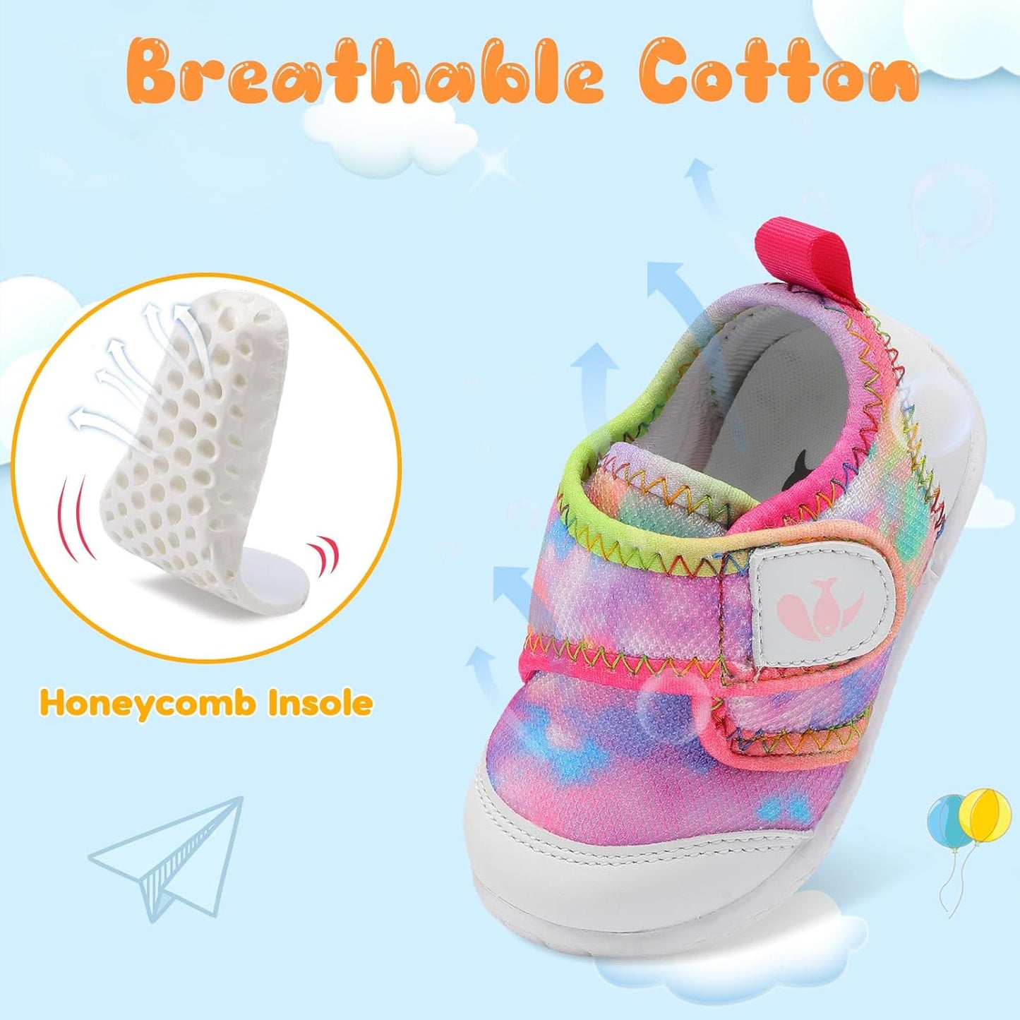 FEETCITY Baby First Walking Shoes Boys Girls Infant Sneakers Crib Shoes Breathable Lightweight Slip On Shoes