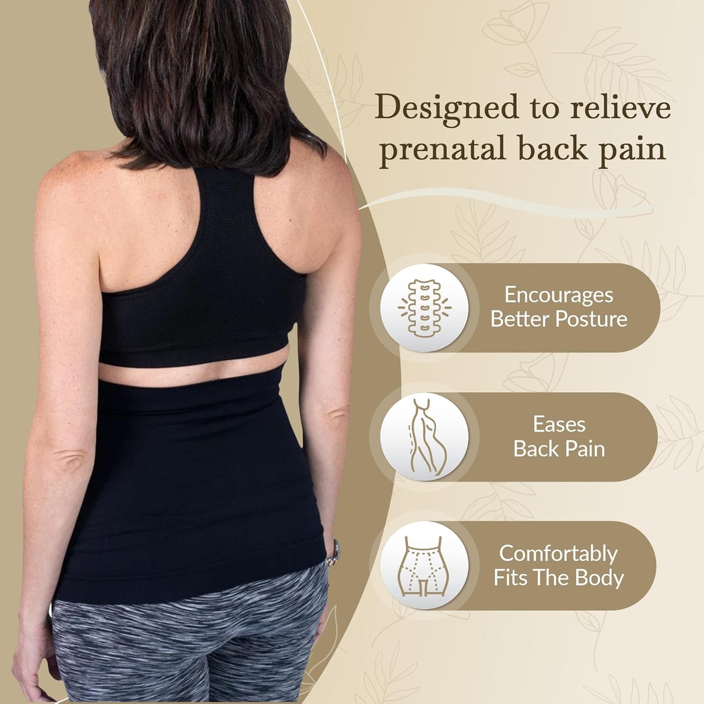 Maternity Belly Band - 4-Way Stretch Post Partum Belly Band For Lumbar & Back Support - Pregnancy Gifts for Moms