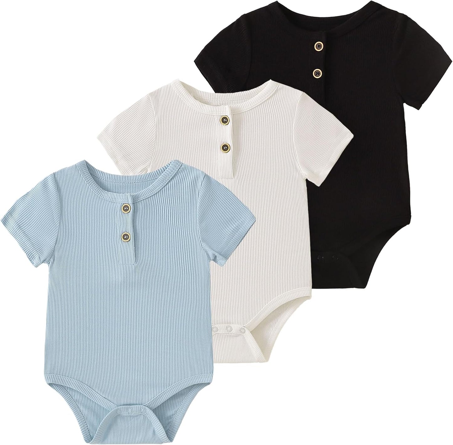 ROMPERINBOX Bamboo Onsies Baby Boy Short Sleeve 3 Pack Baby Bodysuit for Newborn Infant 0-24 Months, Viscose from Bamboo