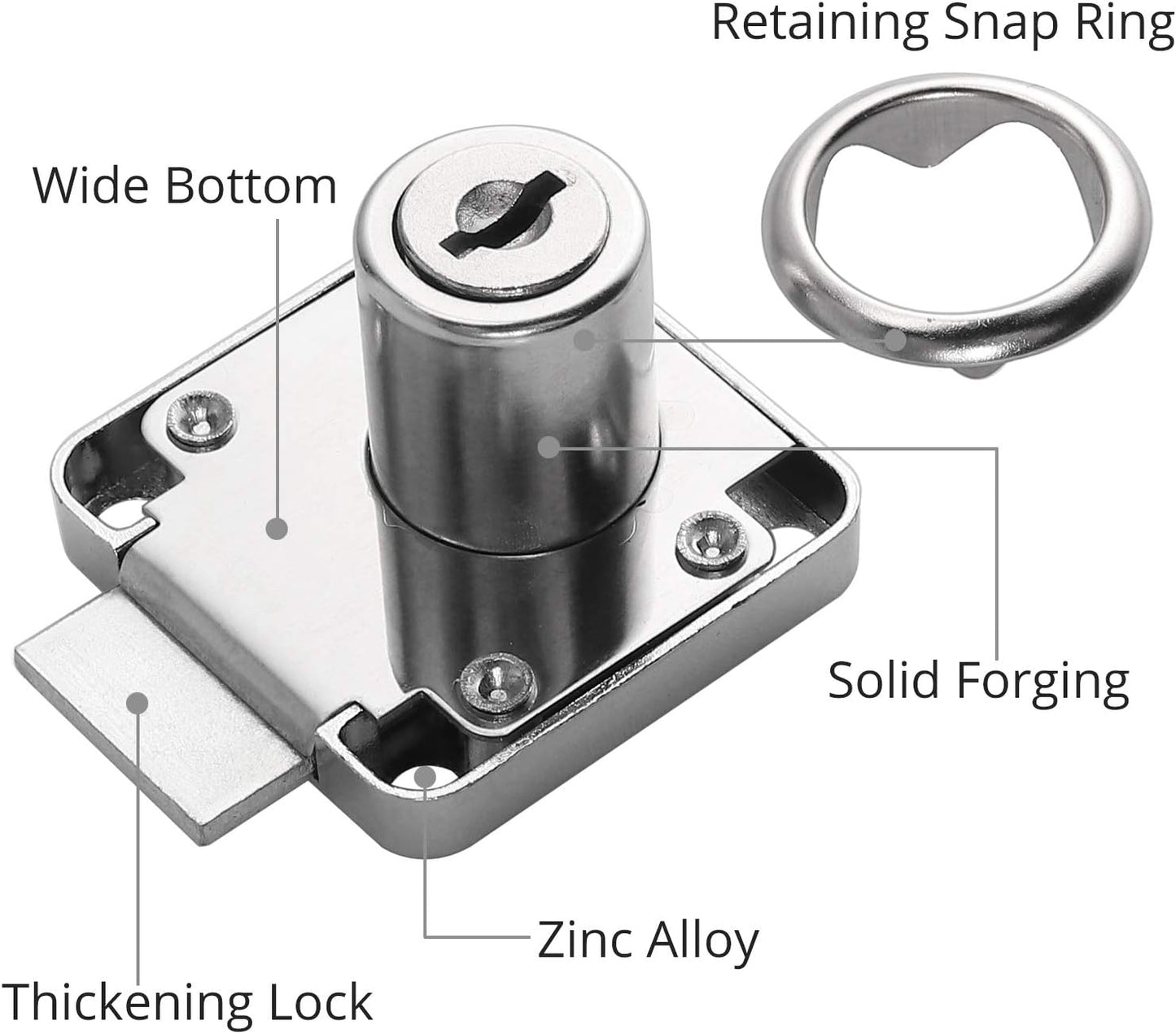 Tanice 4 Pack Furniture Security Lock Zinc Alloy Cylinder Cupboard Drawer Lock with 8 Keys for Door Cabinet Mailbox Drawer Cupboard Household Office