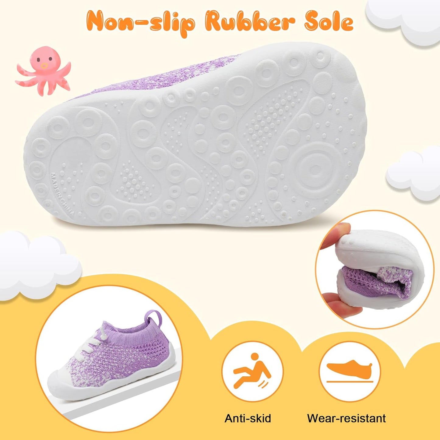 JIASUQI Baby Shoes for Toddler Boys Girls Sneakers Slip on Walking Shoes for Babies