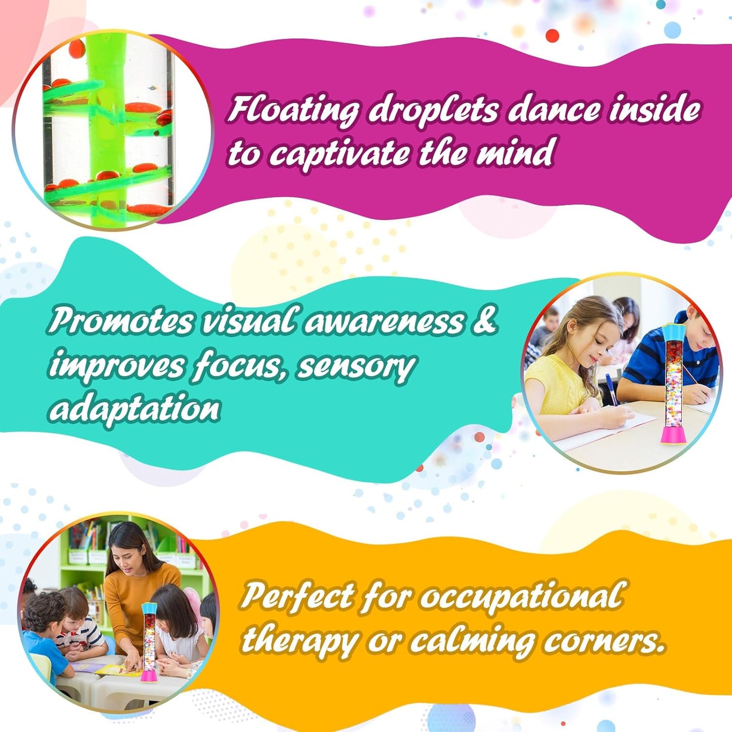 Sensory Fidget Tubes - Calm down Toys for Kids - Sensory Tubes for Calm Down Corner Supplies,Occupational Therapy - Promotes Calmness & Independent Play - Securely Sealed, No Leaks