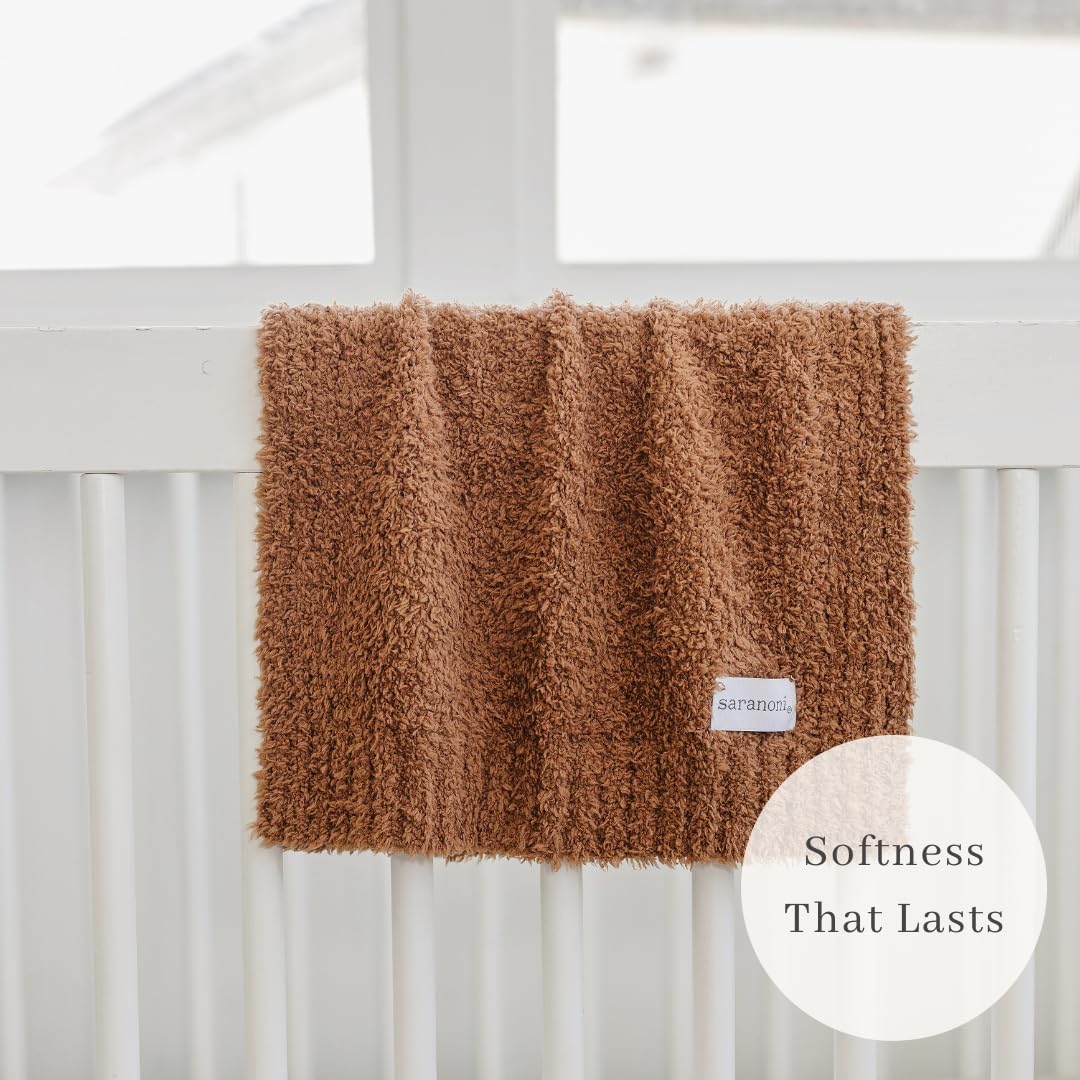 SARANONI Bamboni Luxury Baby Blanket, Breathable & Soft Plush Blanket for Infant Boys & Girls (Caramel, Mini 15” x 20”)