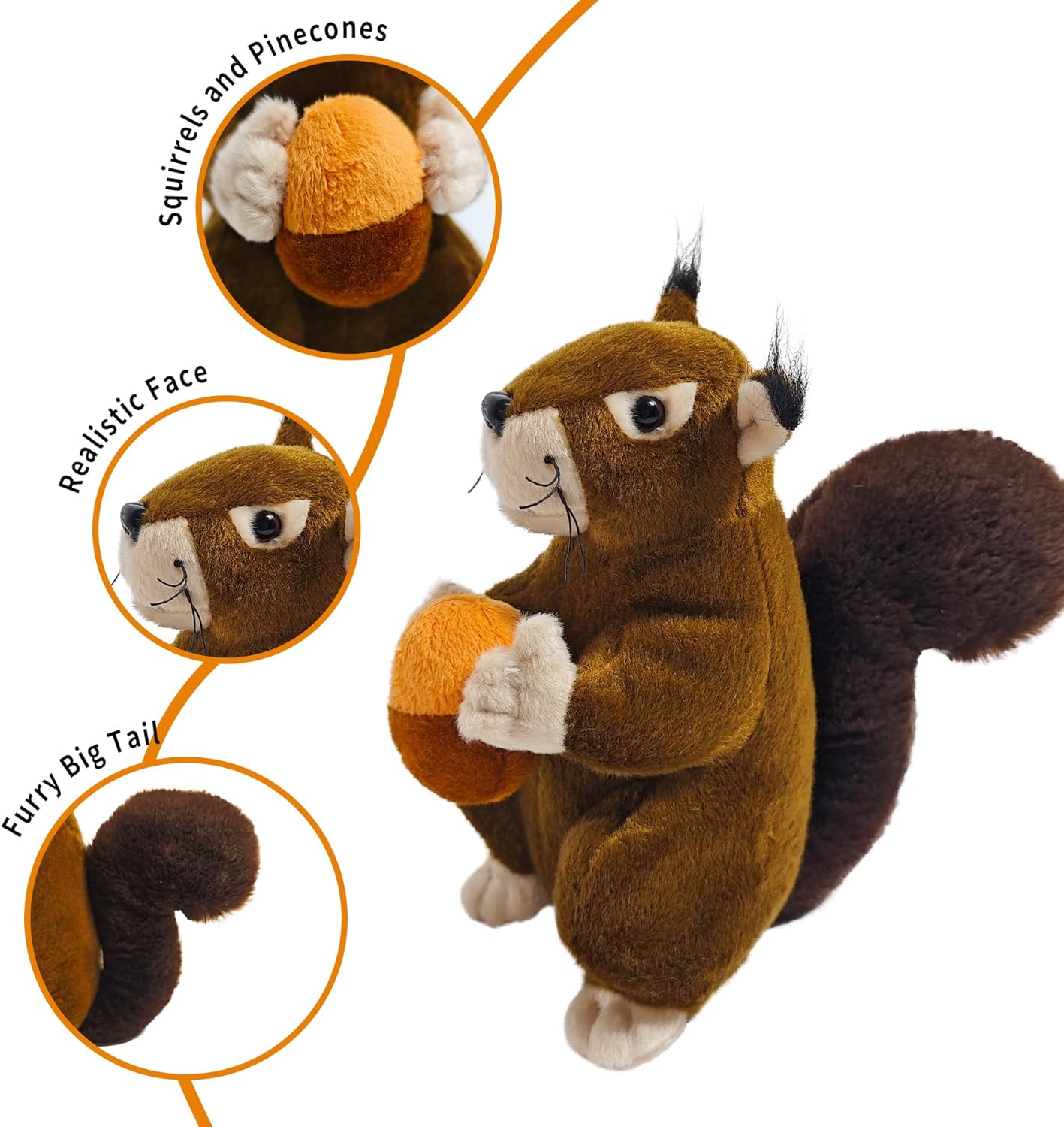 Squirrel Plush Toy Stuffed Animal Toy Squirrel Doll Plush Huggable Toy for Baby,Cute Plush Animal for Kids 7.5’’