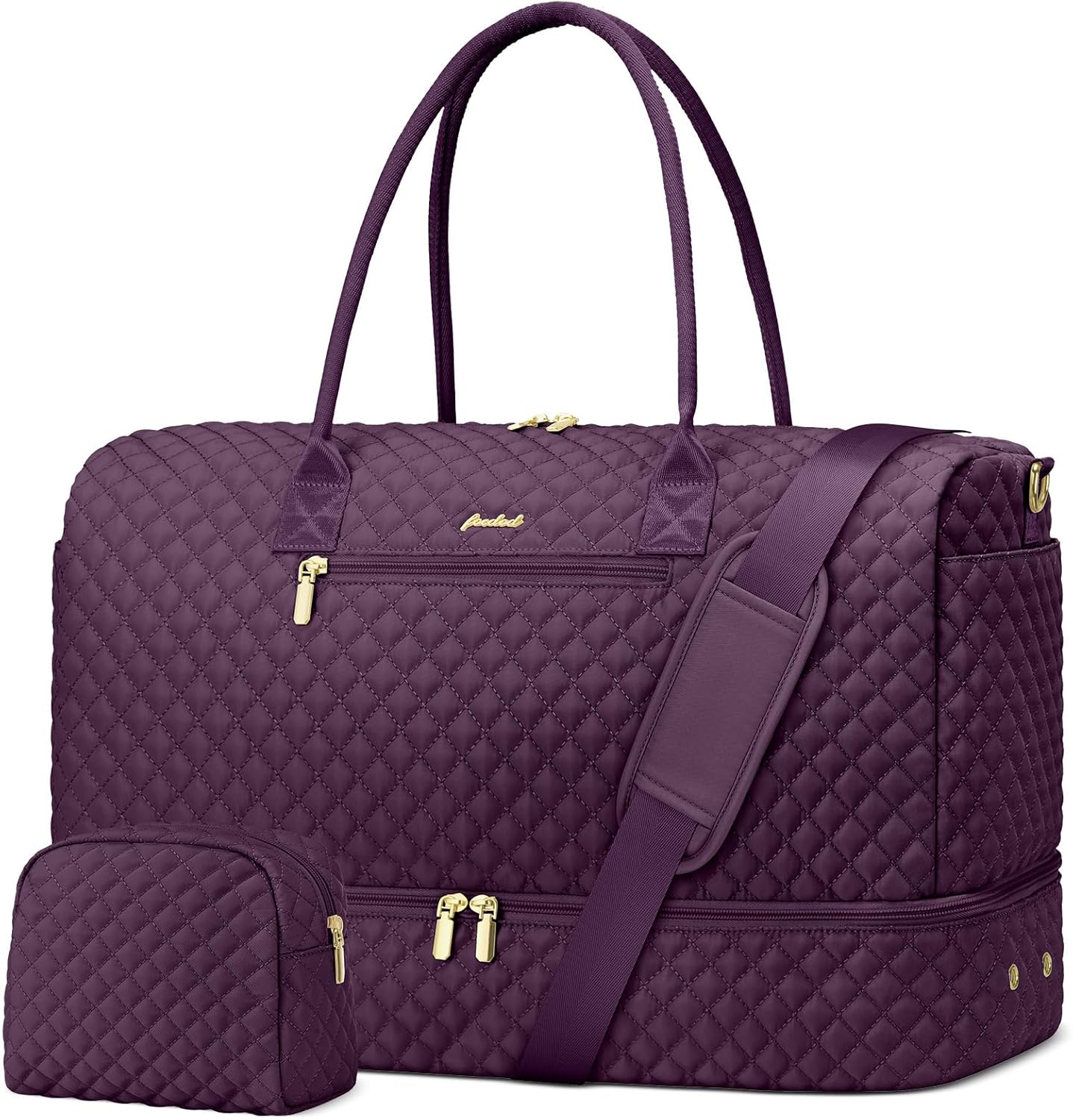 Travel Duffle Weekender Bags for Women - Carry on Overnight with Shoe Compartment Duffle Bag Hospital Bag Dark Purple