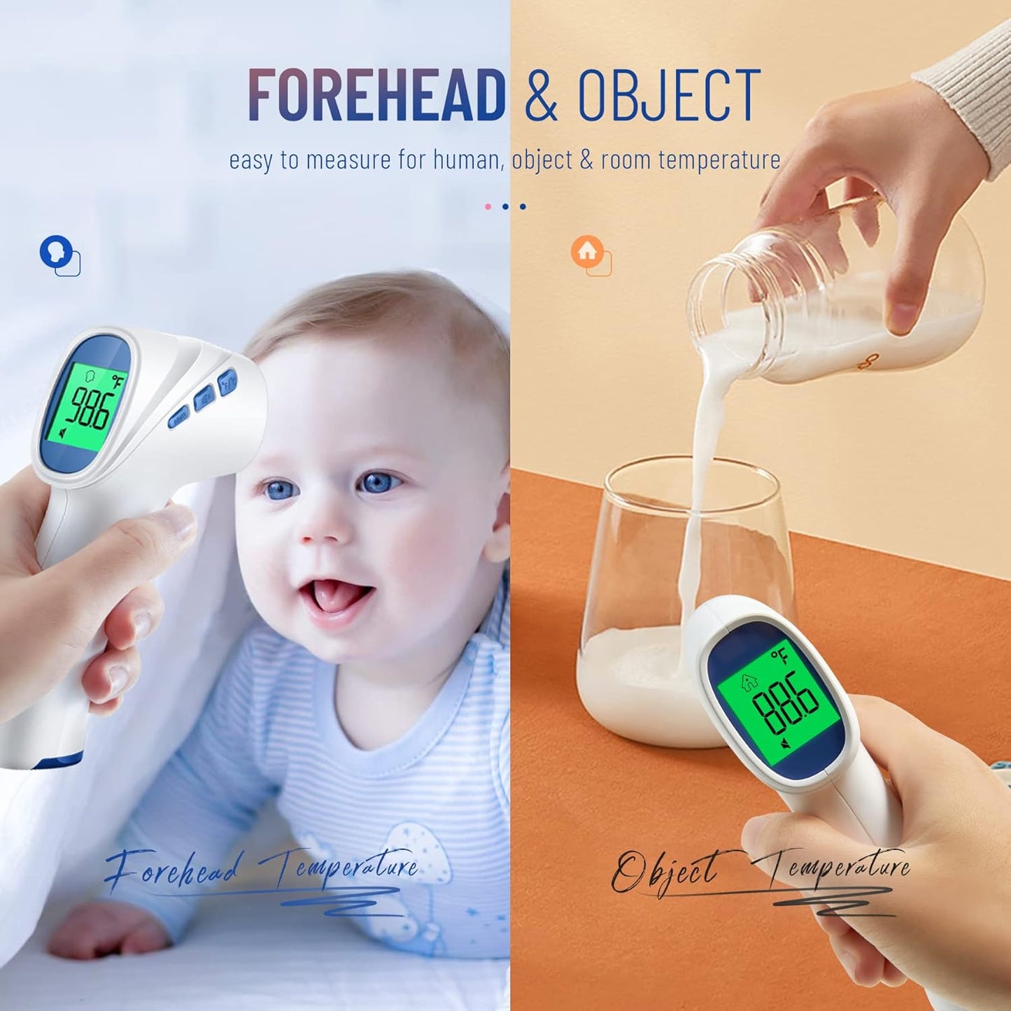 Forehead Thermometer for Adults and Kids, Digital Baby Thermometer with Fever Alarm, Fast Accurate Results, Home Medical & Nurse Essentials