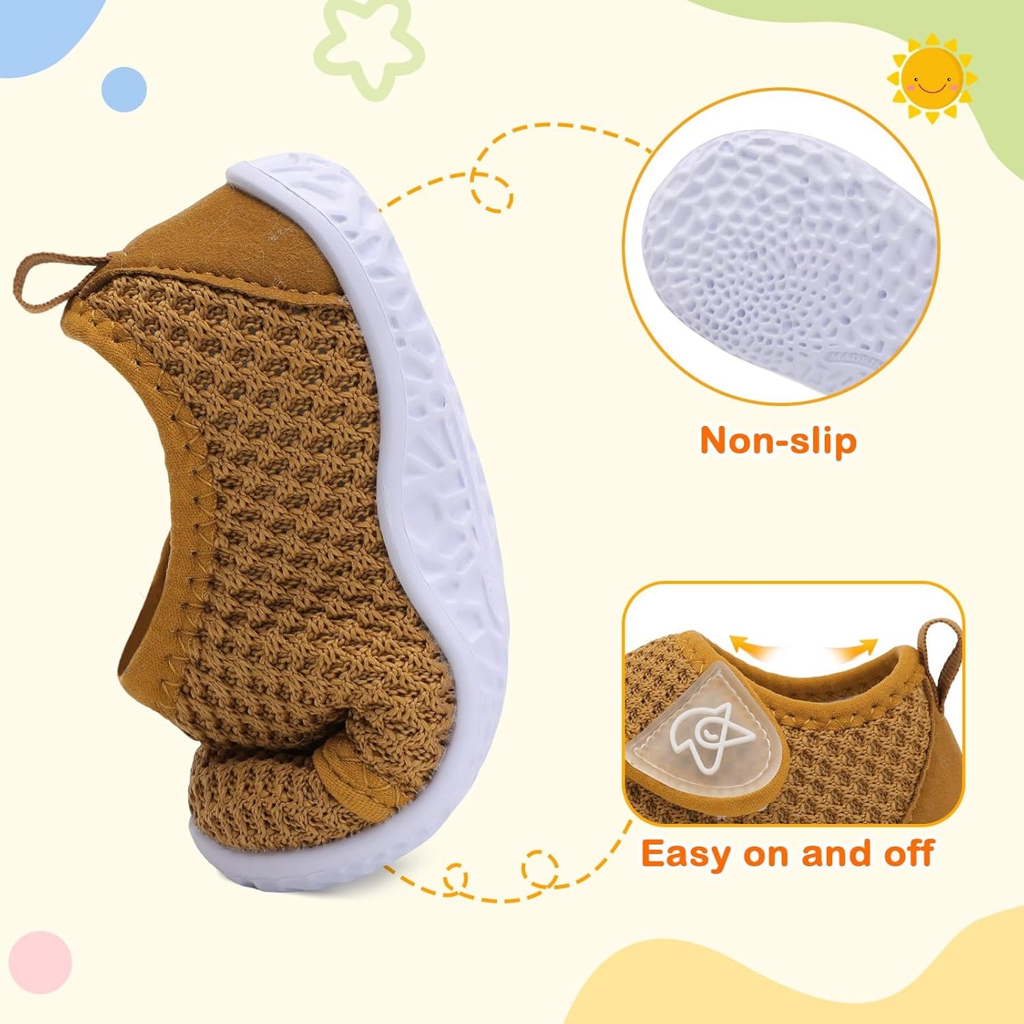 LeIsfIt Baby Shoes Boys Girls First Walking Shoes Non-Slip Infant Sneakers Lightweight Slip-on Crib Sneakers for First Walkers