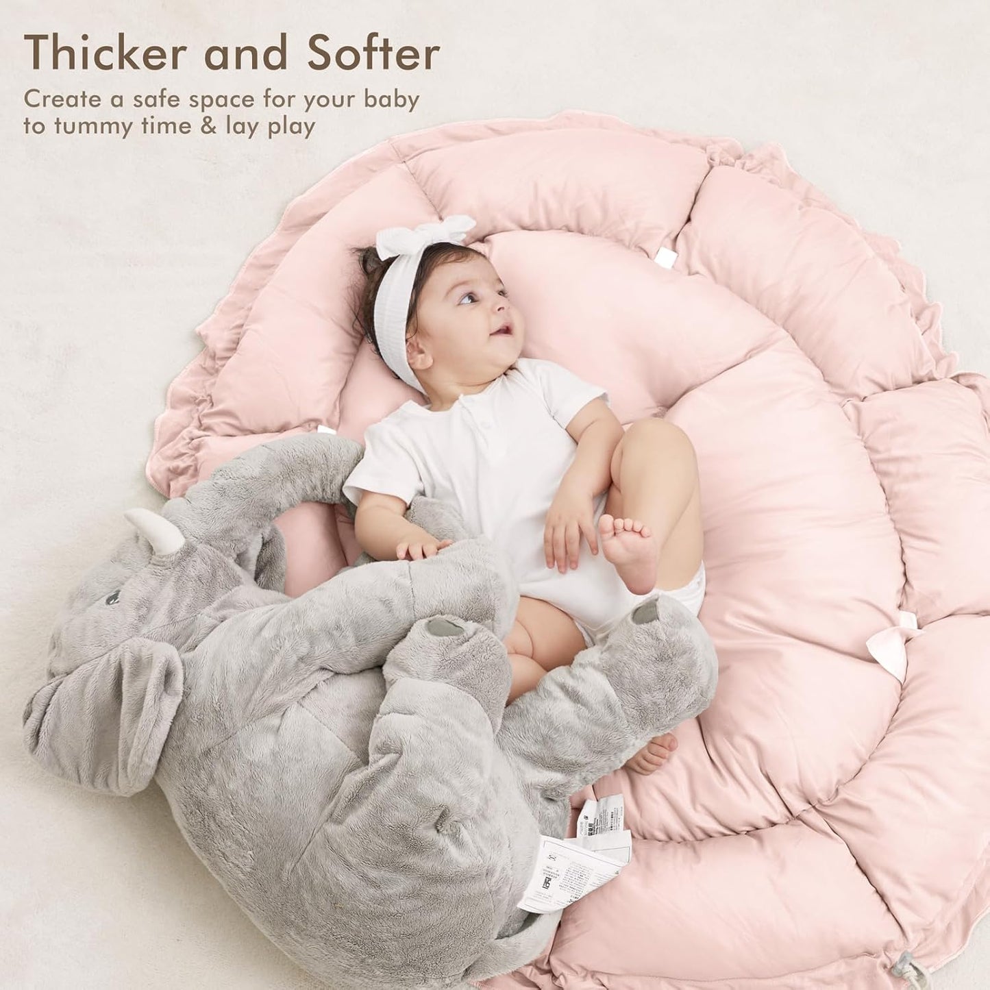 ANGELBLISS 5 in 1 Baby Play Gym Mat, Reversible Tummy Time Mat with 5 Sensory Toys for Stage-Based Developmental, Thick & Large Baby Activity Center from Newborn to Toddler (Purple)