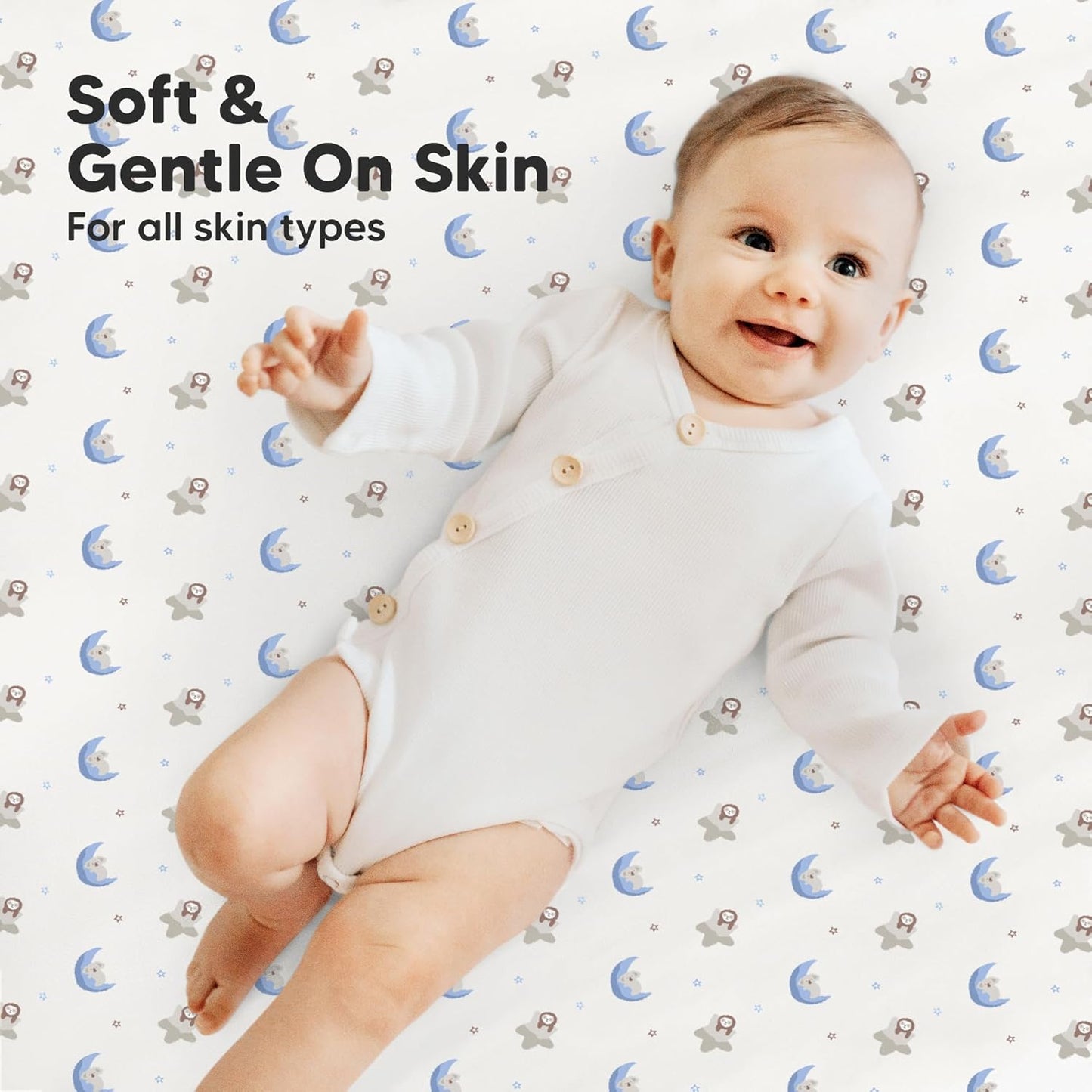 2-Pack Mini Crib Sheets Fitted - 38x26 Pack N Play Sheets for Pack and Play Mattress, Organic Cotton, Soft & Breathable Playard Bedding, Neutral Mini Toddler Bed Cover for Boys, Girls (Cosmo)