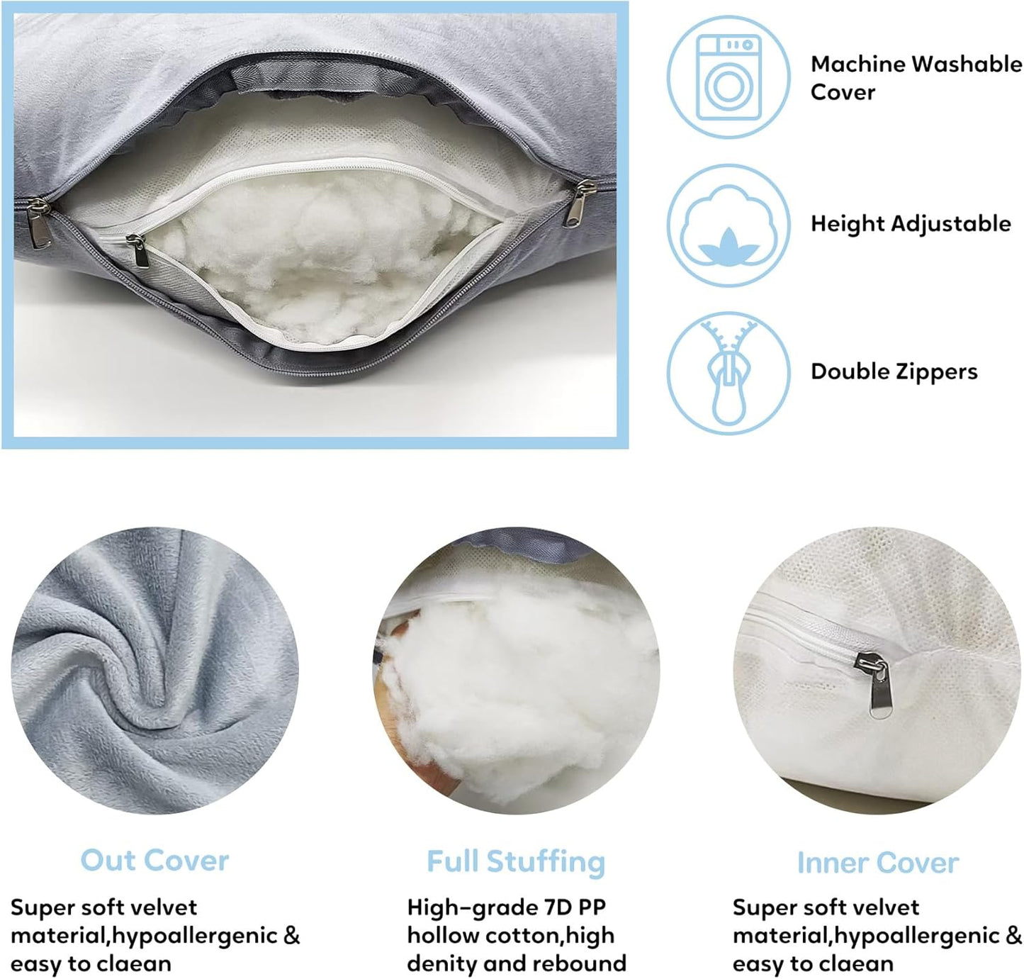 U-Shaped Pregnancy Pillow for Sleeping, Full Body Support for Back, HIPS & Belly - 57 Inch Maternity Pillow with Machine Washable Cover | Maternity Essential