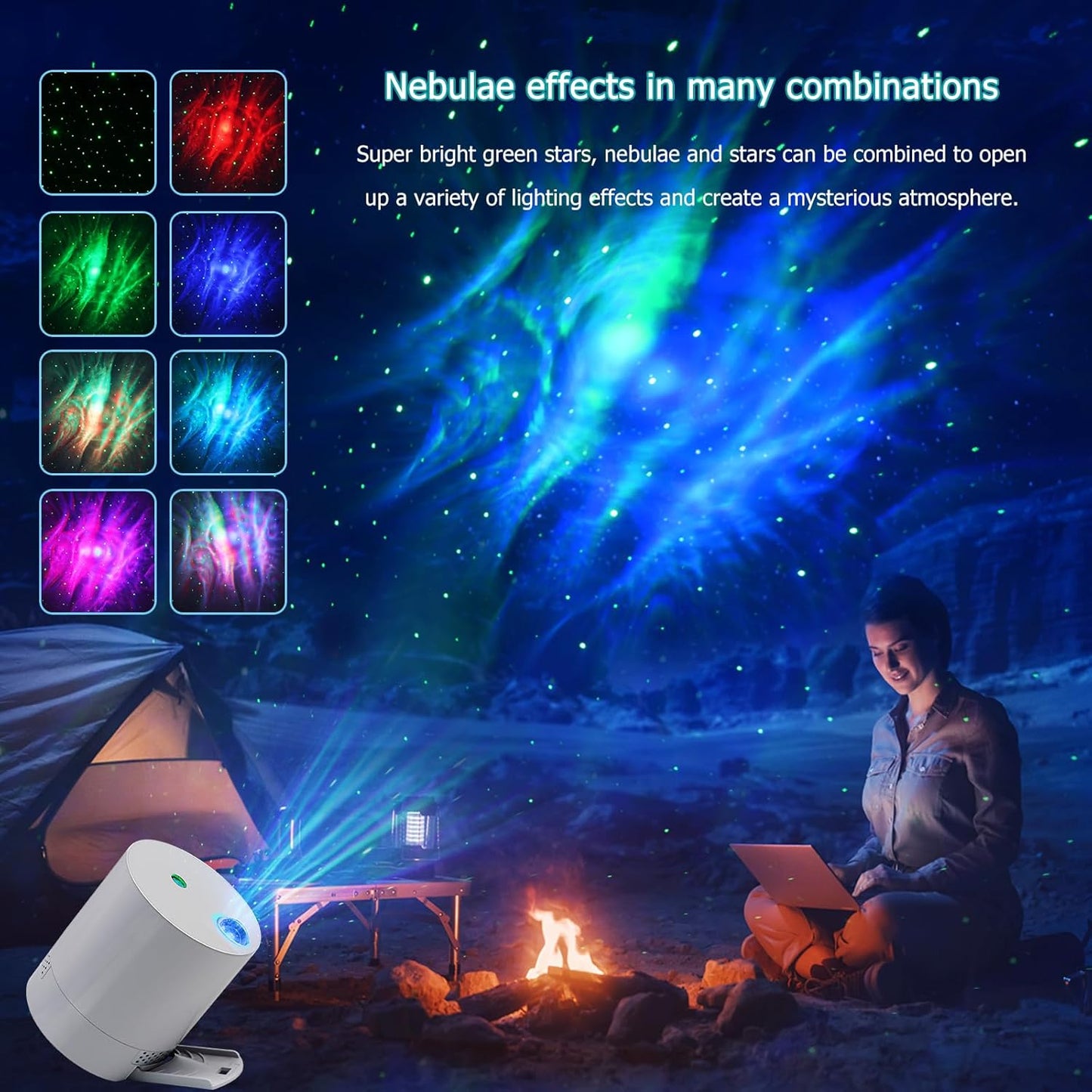 Galaxy Projector Star Projector, Northern Lights Projector with Remote Control, Adjustable Color, Brightness and Movement Speed, Night Light Projector for Adults, Bedroom, Living Room