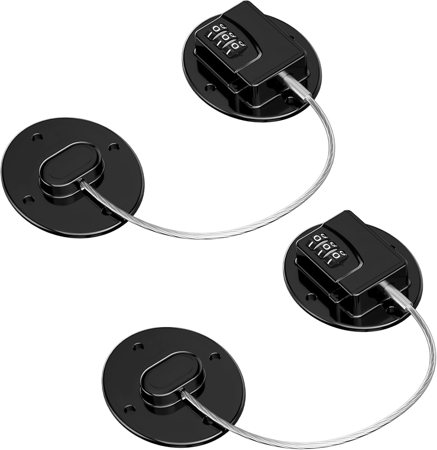 Heavy Duty Combination Refrigerator Lock (2 Pack) - Fridge Lock for Fridge, Cabinets, Drawers, Window and Cabinet Locks Baby Proofing, Strong Non-Marking Adhesive No Drilling (Black)