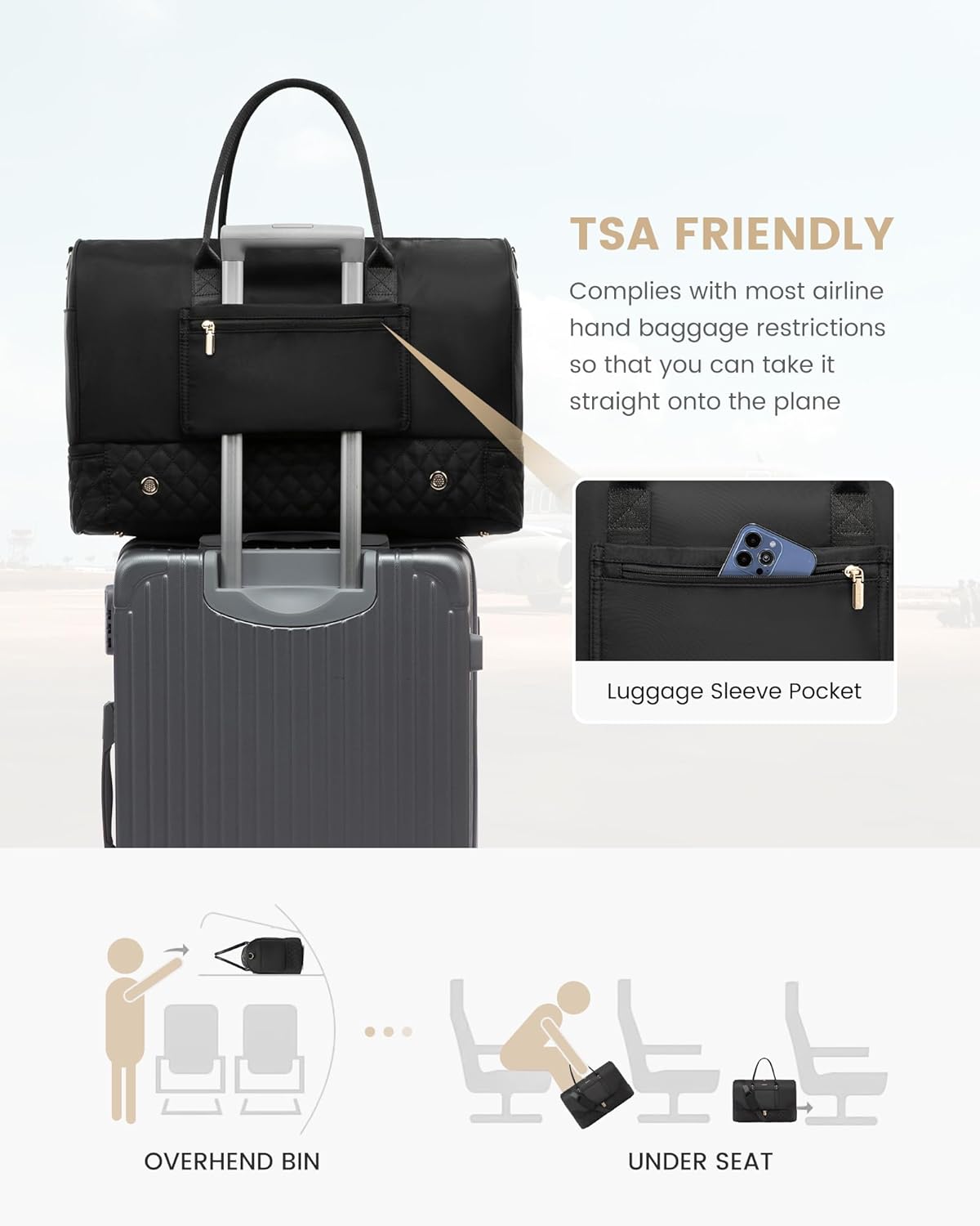 LOVEVOOK Travel Bag,Weekender Bag for Women Travel Duffle Bag with Shoe Compartment,Carry on Overnight Bag with Wet Pocket,Gym Yoga Duffel Bag,Hospital Bags for Labor and Delivery,3 Pcs Set