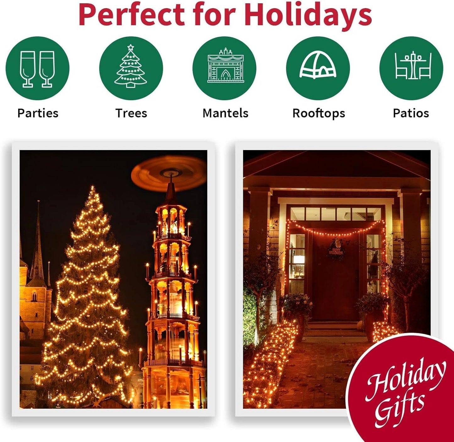 33ft Halloween Decorative Mini Lights, 100 LED Green Wire Fairy Starry String Lights Plug in, 11 Lighting Modes, for Halloween Decoration Outdoor Xmas Tree Party Decoration (Orange)