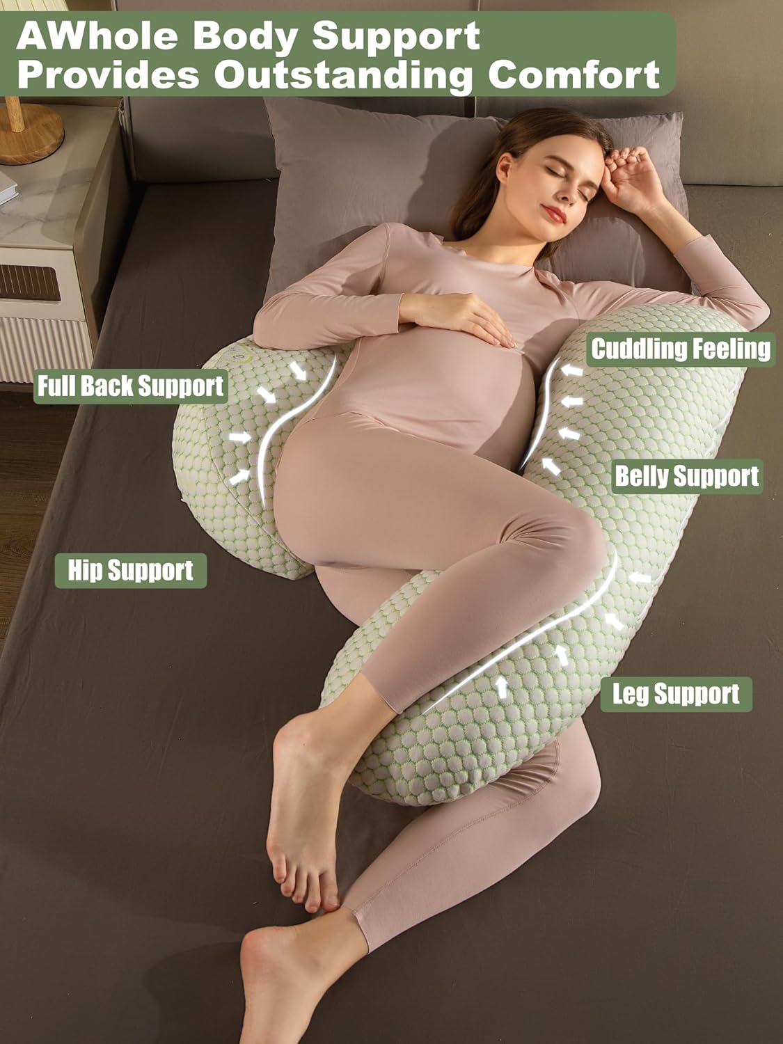 Pregnancy Pillows for Sleeping, Pregnancy Must Haves Body Pillow, Maternity Body Pillow for Adults, Support for Back, Legs, Belly, HIPS