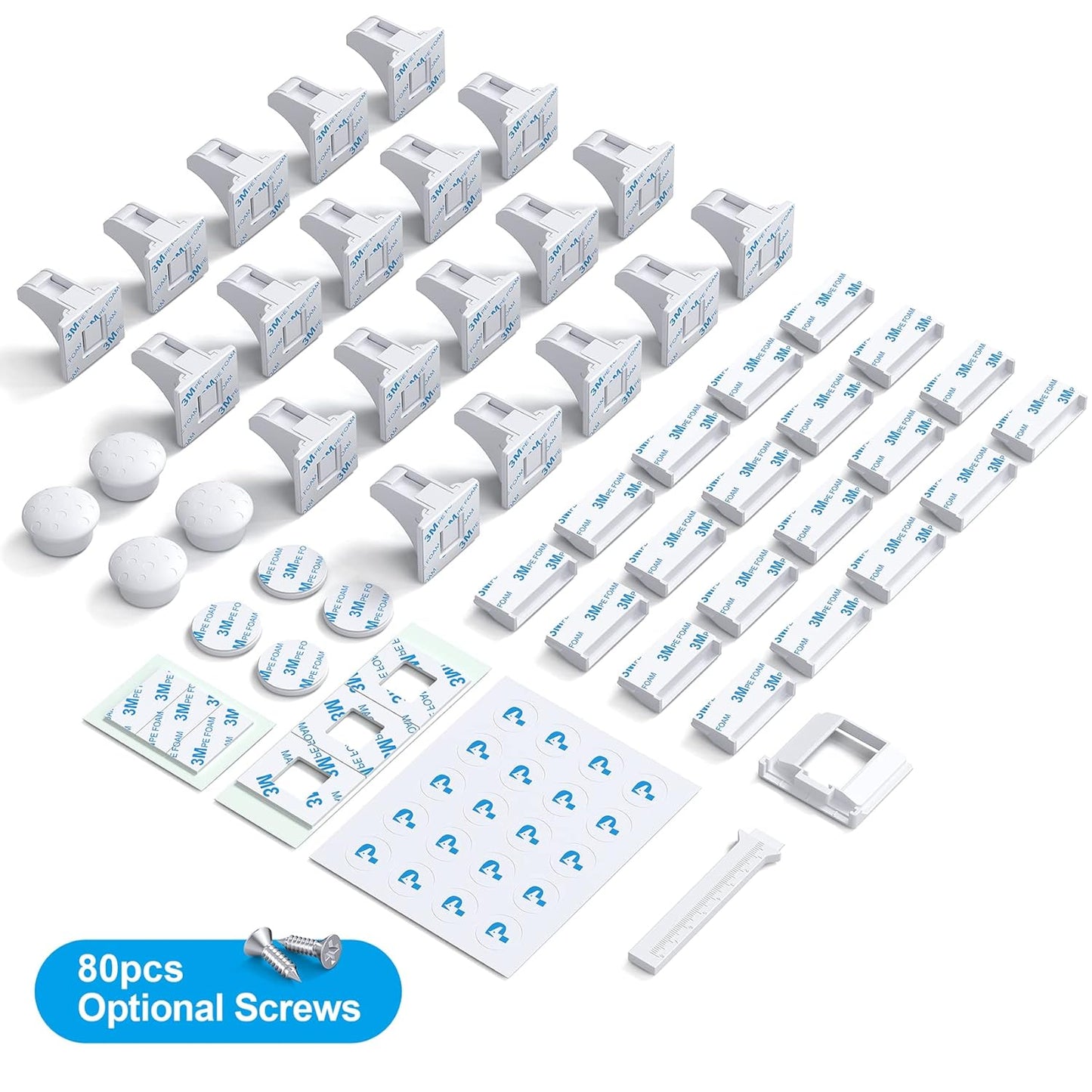 Upgraded (20locks+4keys) Adhesive Magnetic Child Safety Locks for Cabinets and Drawers, One Minute Fast, Easy and No Drill Installation