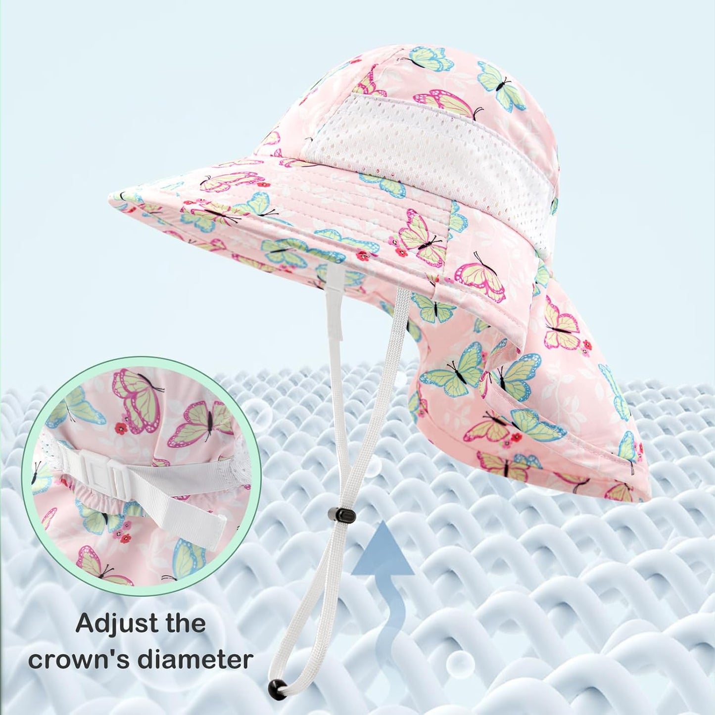 XIAOHAWANG Girls Sun Hat Baby Beach Hats Boys UPF 50+ Kids Summer Protection Cap Toddler Breathable Caps Wide Brim Neck Flap