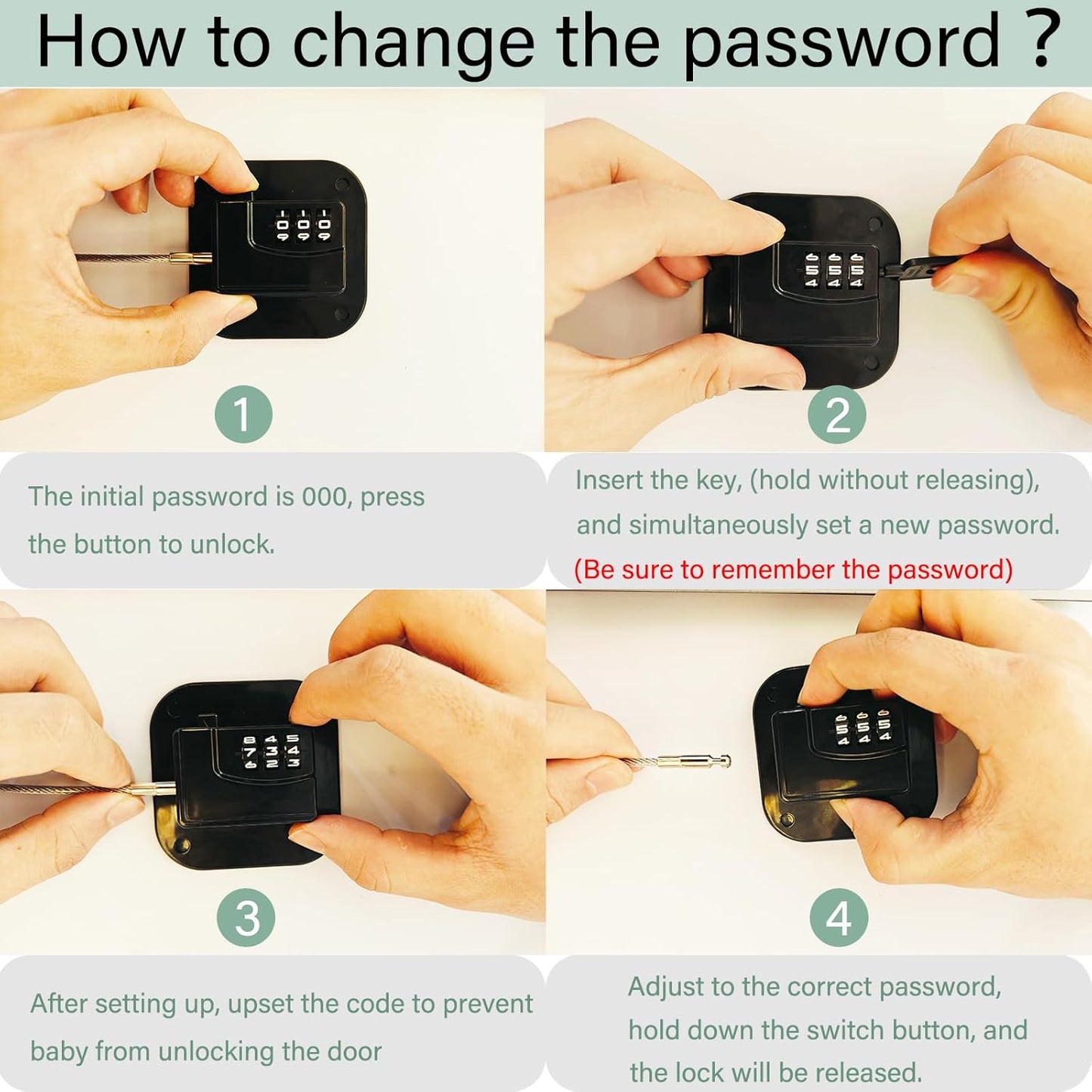 Refrigerator Lock (4 Pack), Heavy Duty Combination Fridge Lock, for Fridge, Cabinets, Window, Drawers and Child Safety Cabinet Lock, Strong Non-Marking Adhesive No Drilling (White)