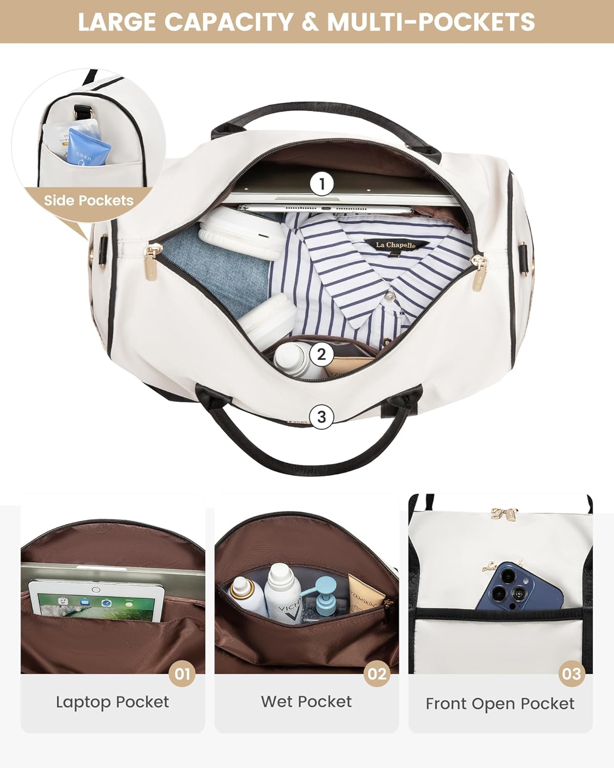 LOVEVOOK Travel Bag,Weekender Bag for Women Travel Duffle Bag with Shoe Compartment,Carry on Overnight Bag with Wet Pocket,Gym Yoga Duffel Bag,Hospital Bags for Labor and Delivery,3 Pcs Set