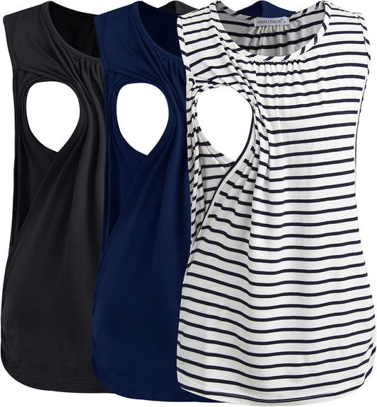Smallshow Women's Maternity Nursing Tank Tops Breastfeeding Clothes 3-Pack