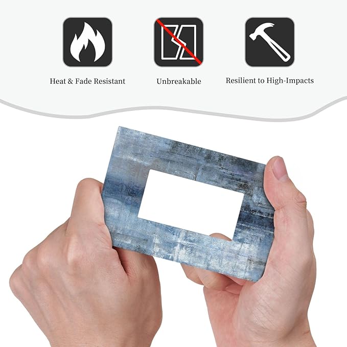 1 Gang Single GFCI/Decorator Rocker Outlet Light Switch Wall Plate Cover Modern Gallery Navy Indigo Blue Gray Abstract Grey Brush Art Paint Blue Grey Decorative One Device Electrical Faceplate Dimmer