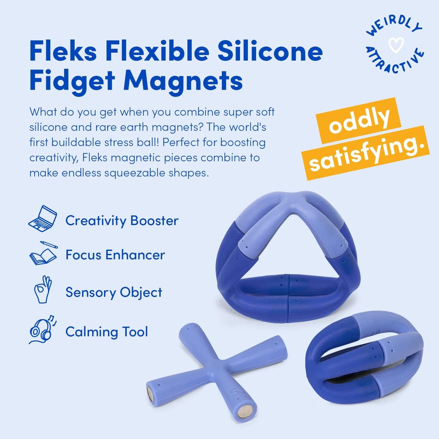 Speks Fleks Silicone 6-Piece Building Set - Bluegrass - Fun Desk Toy for Adults