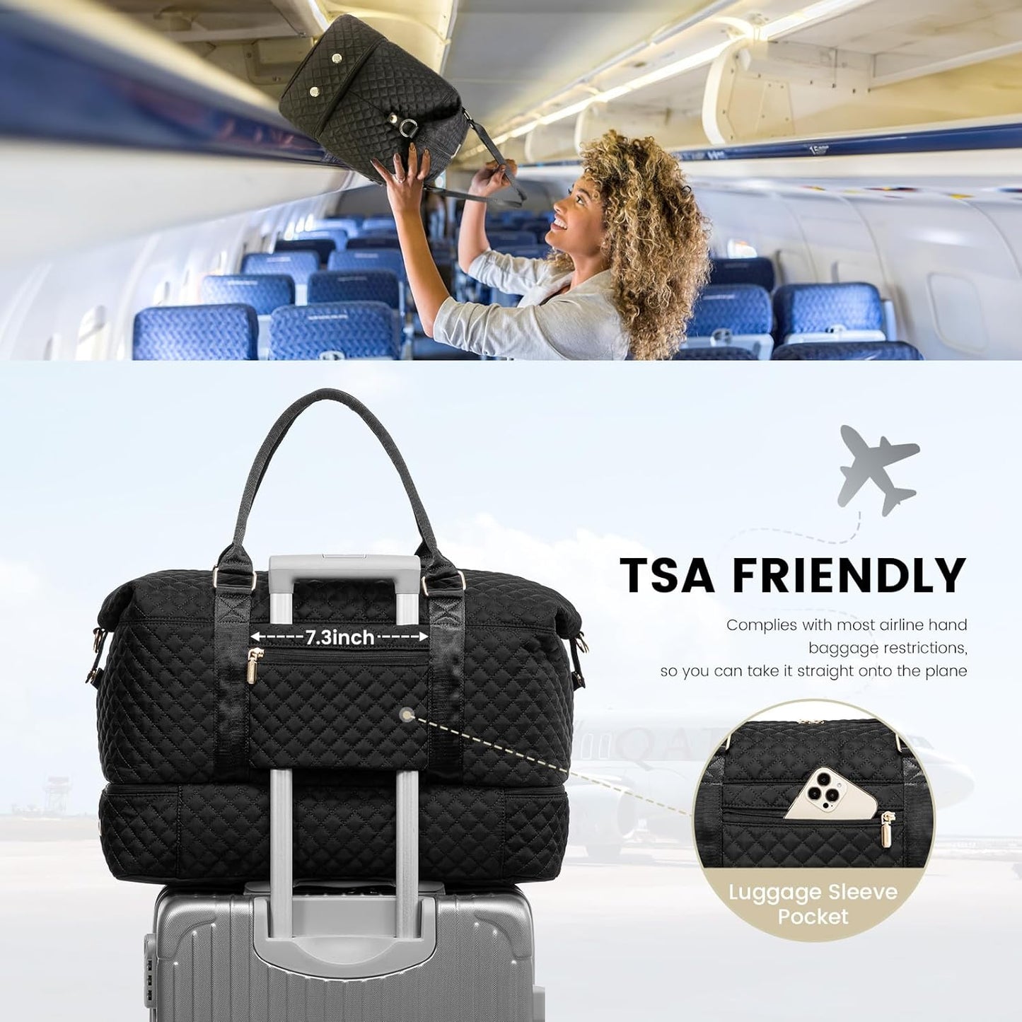 LOVEVOOK Travel Duffle Bag,Weekender Bags for Women with Shoe Compartment，Carry on Overnight Bag with Toiletry Bag,Gym Duffel Bag with Wet Pocket, Hospital Bags for Labor and Delivery