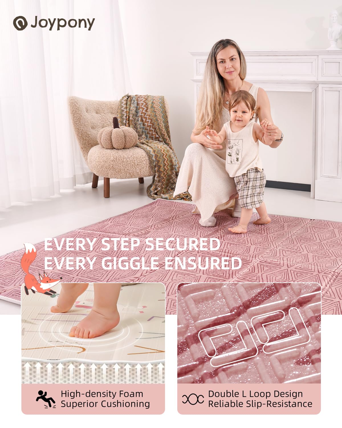 Baby Play Mat 59x71 Inch, 2 in 1 Fabric & XPE Dual-Sided Design Foldable Play Mats for Babies and Toddlers, Waterproof & Anti-Slip Baby Mat for Floor, Portable Baby Foam Crawling Mat with Travel Bag