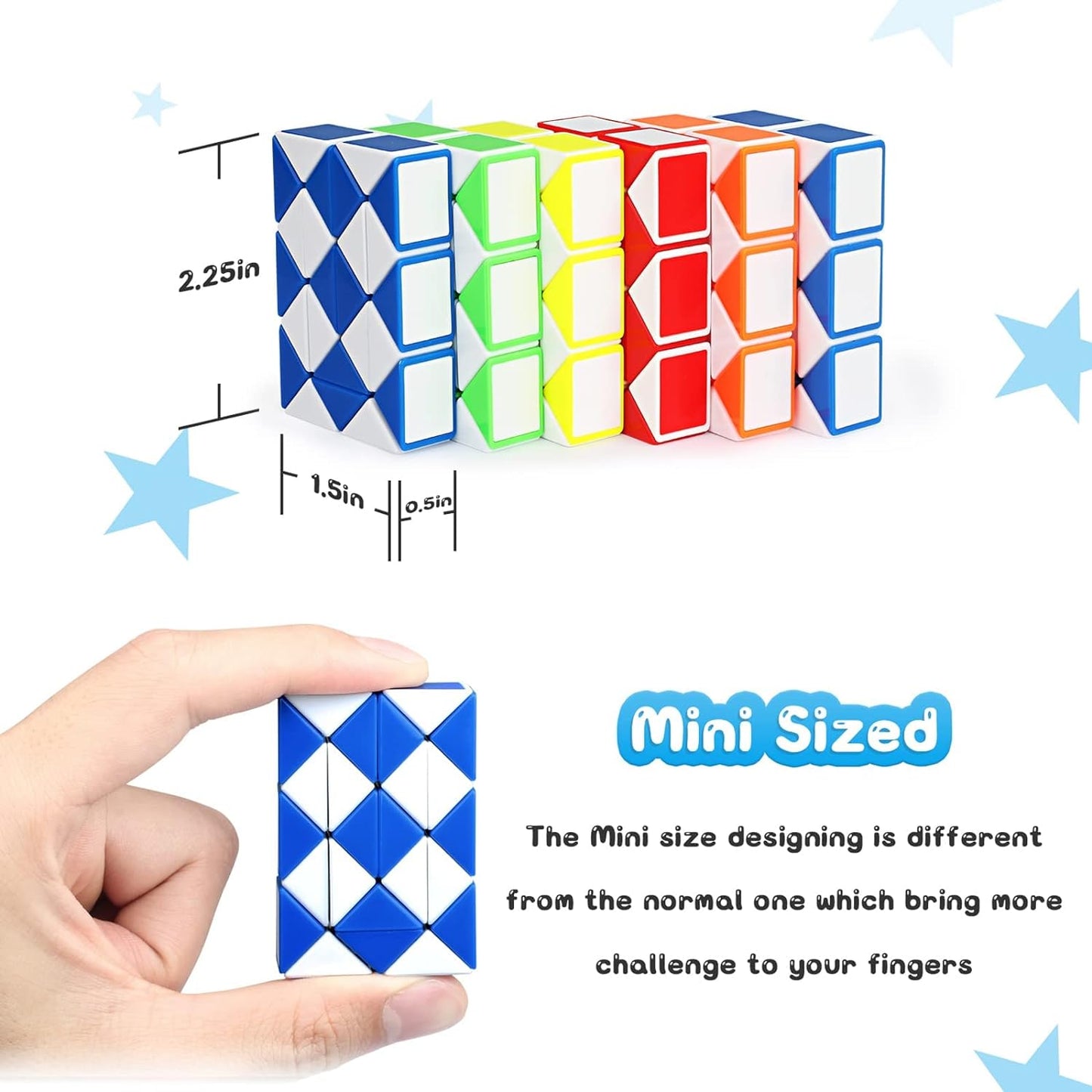 Ganowo 24 Pack Fidget Snake Cube, Mini Twist Puzzle Party Bag Fillers Bulk Toys for Kids Teens Birthday Stocking Stuffers Party Favors Supplies Goodie Bags Fillers, Random Colors