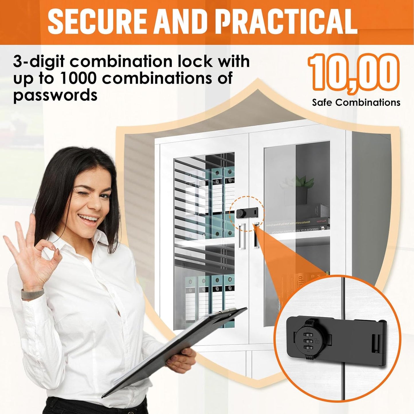 Keyless Cabinet Lock with Combination, Locker Code Lock with 3-Digit Combination, Security Door Lock for Drawers, Lockers, Bifold Doors, Small Doors, Closets, Refrigerators (Black-1pc)